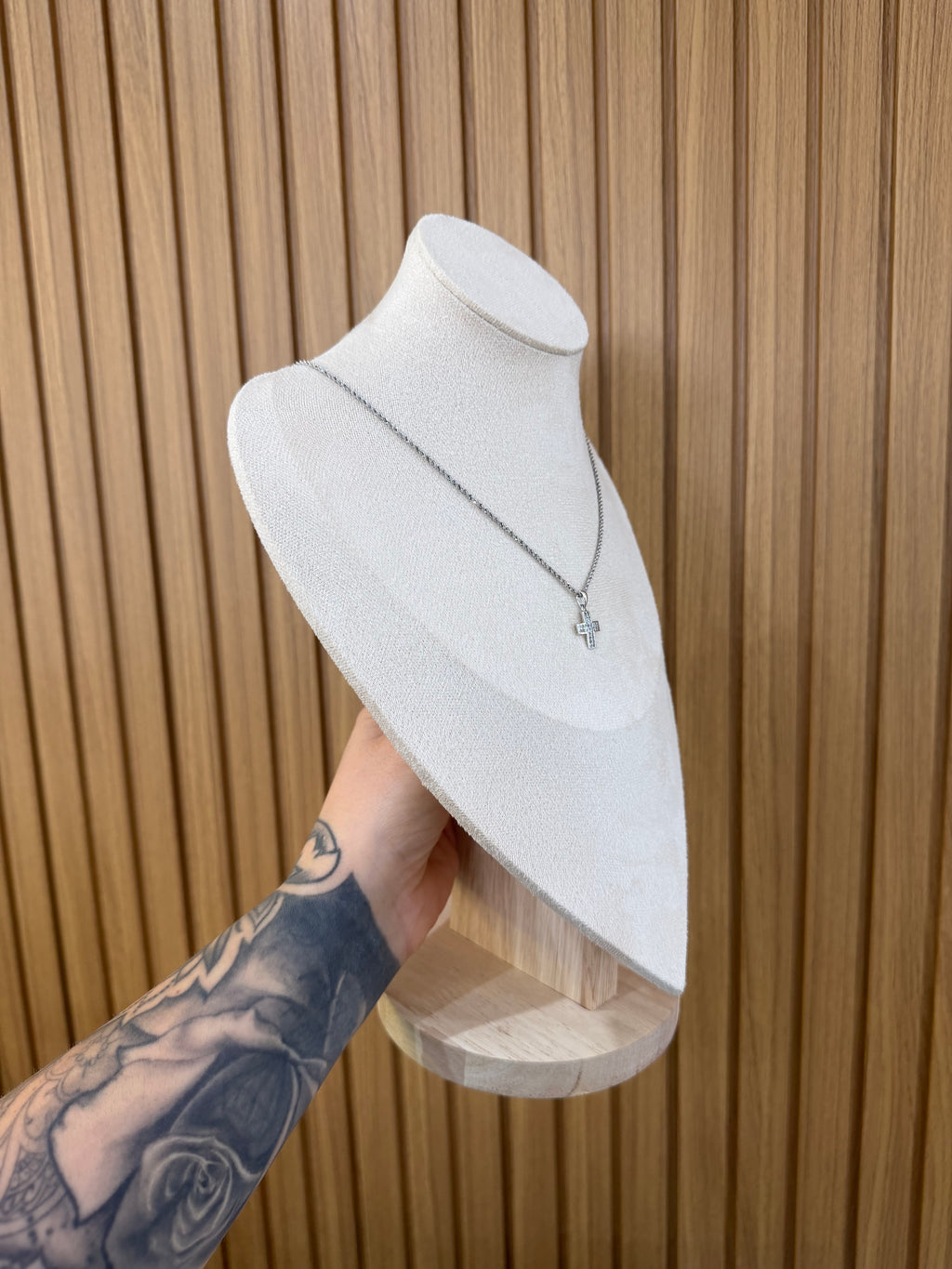 COLLANA ORO 18KT CON CROCE ZIRCONATA