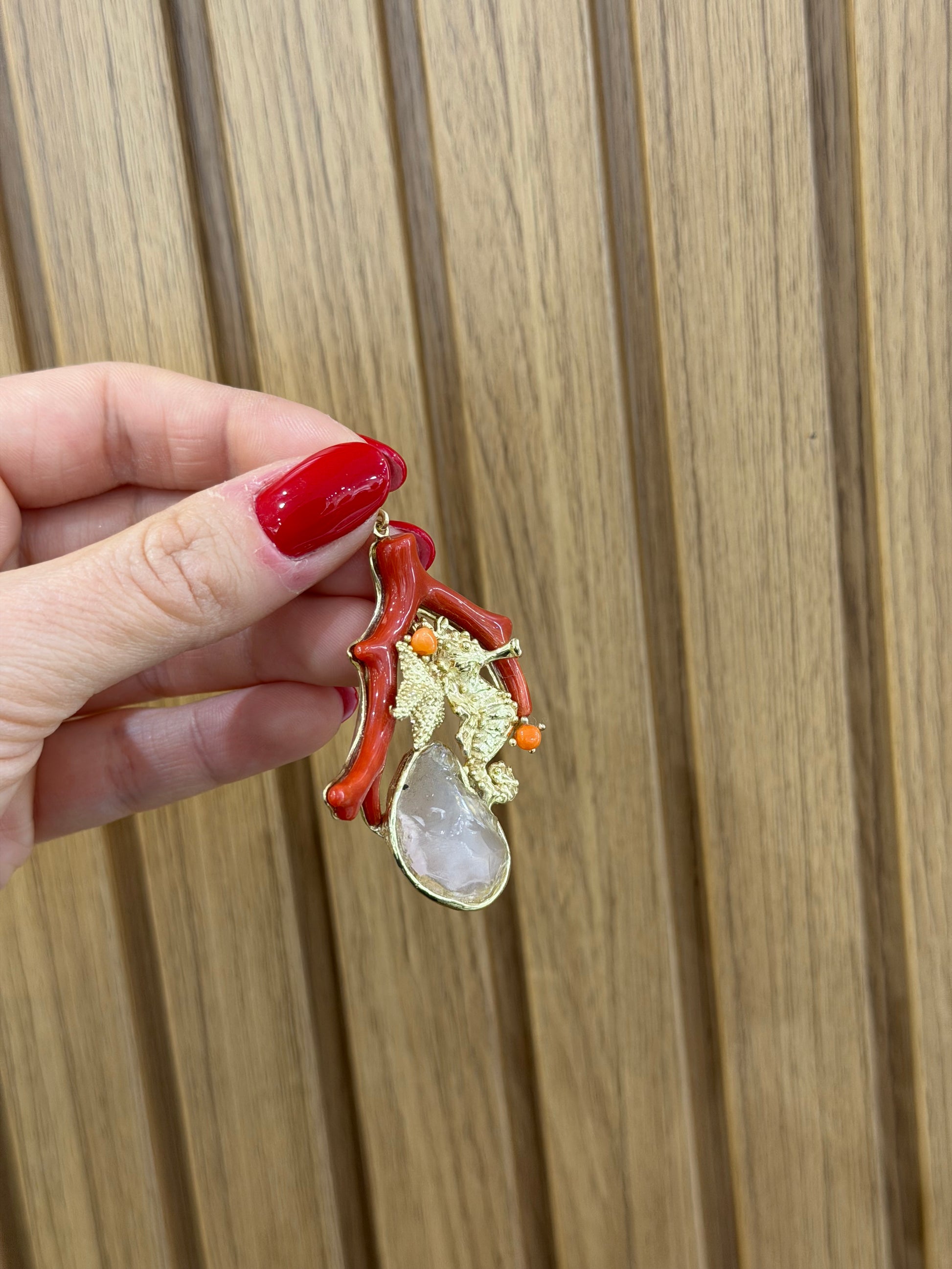 CIONDOLO FEDELE CORALLO CAVALLUCCIO MARINO ARGENTO 925