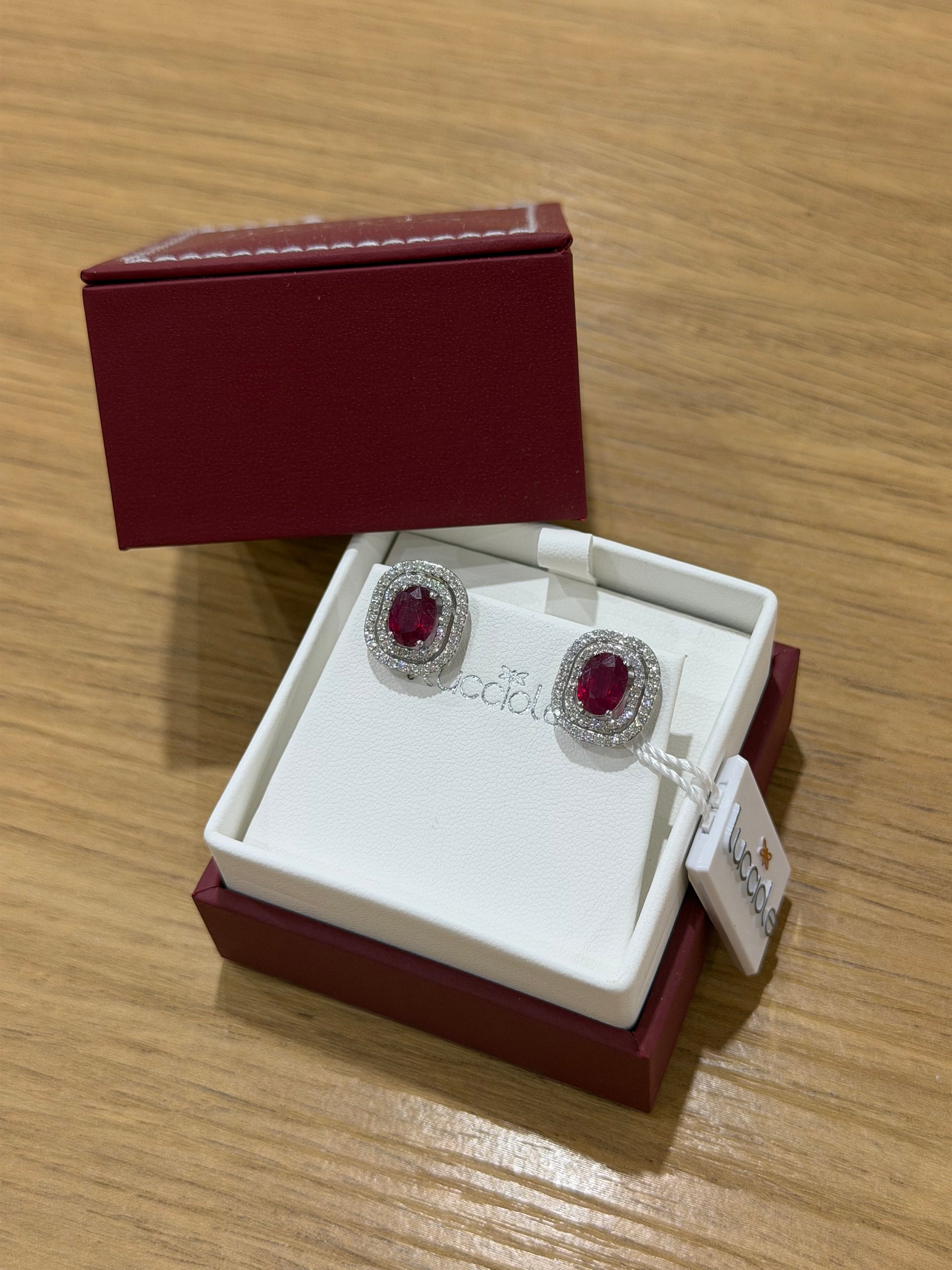 ORECCHINI ORO 18KT CON DIAMANTI E RUBINI