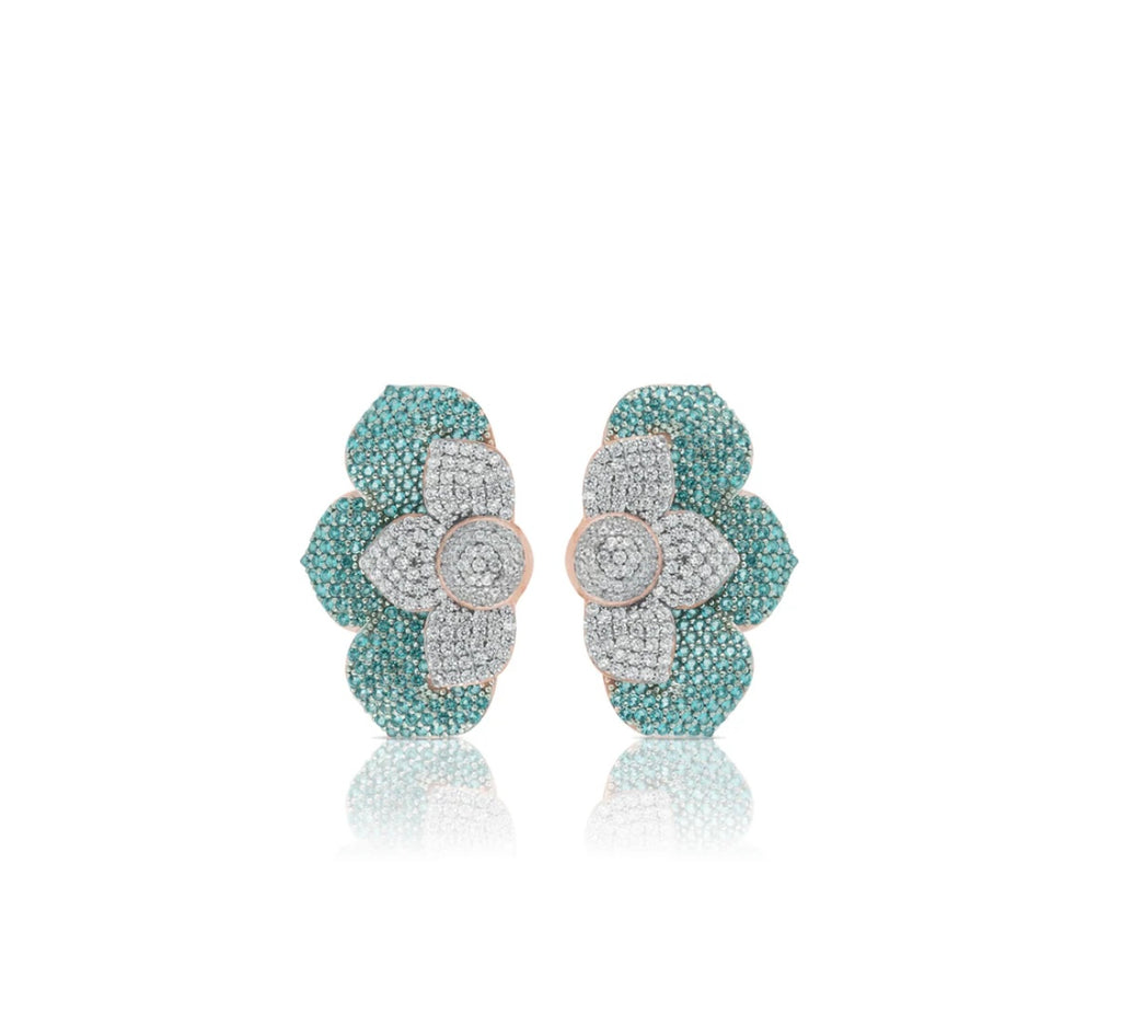 ORECCHINI FIORE ARGENTO ROSATO ZIRCONI PARAIBA SOGNI