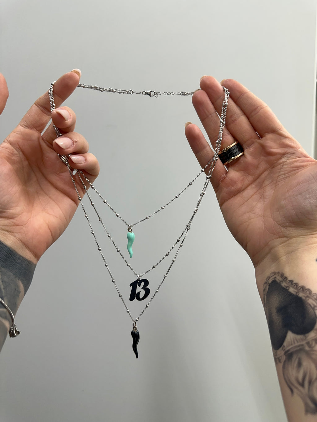 COLLANA SCARAMANTICA 3 FILI ARGENTO