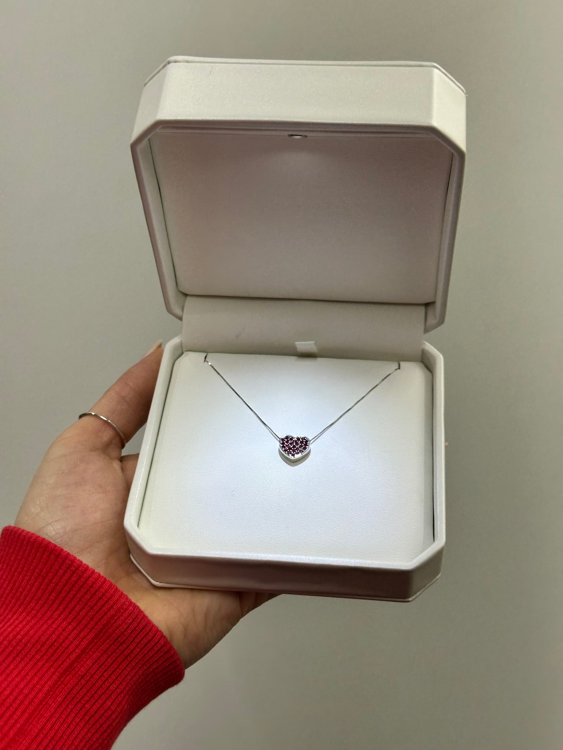 COLLANA CUORE ORO 18KT CON RUBINI