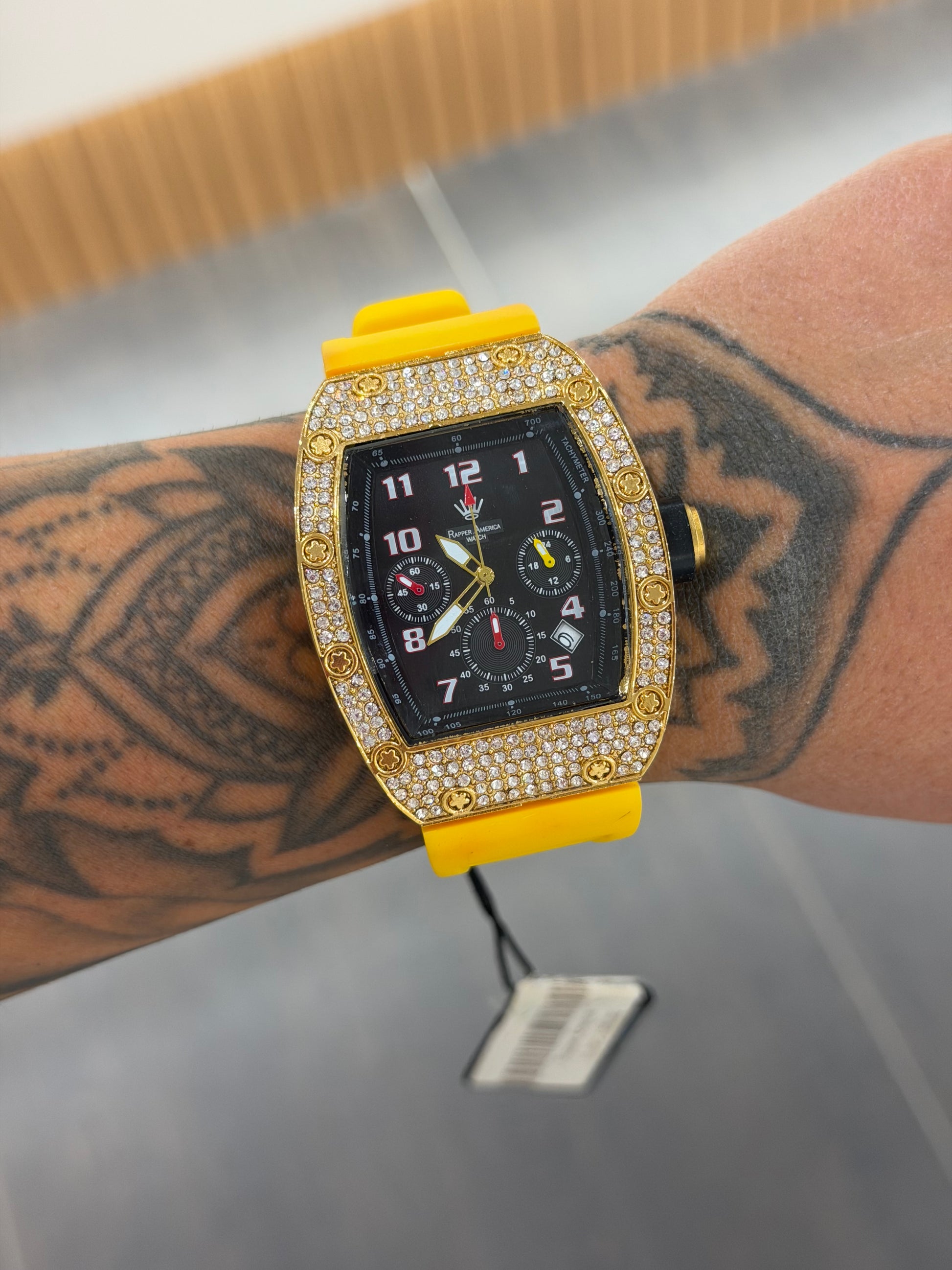 OROLOGIO RAPPER AMERICA GIALLO E ORO