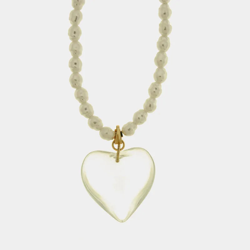 COLLANA AMO VENEZIA CUORE TRASPARENTE CON PERLE