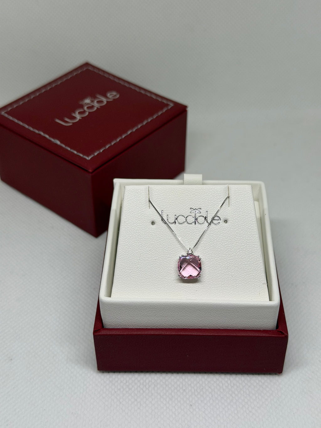 COLLANA LUCCIOLE 9 CARATI ZAFFIRO ROSA E DIAMANTINO