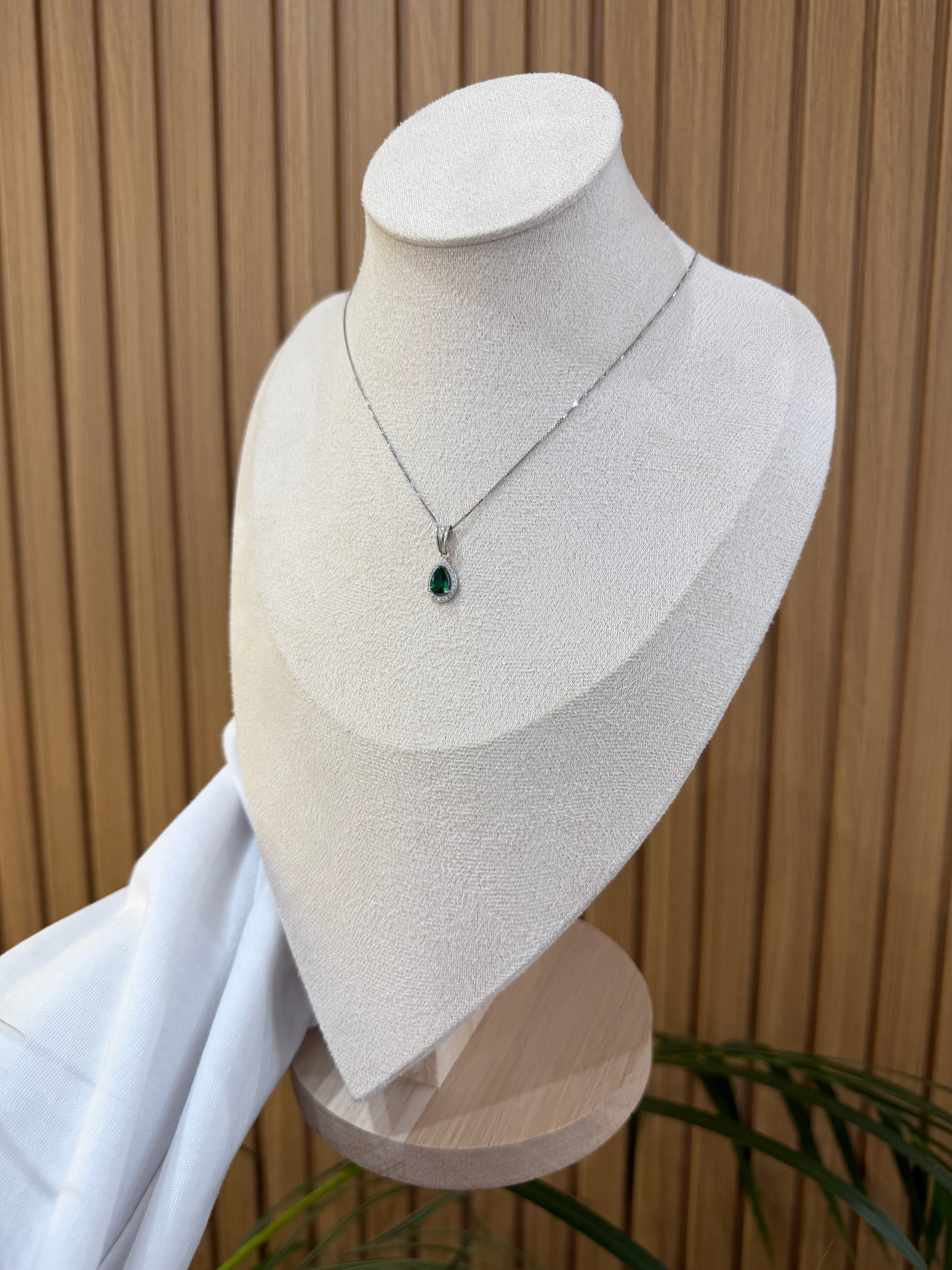 COLLANA DIANA ARGENTO 925 ZIRCONI VERDI