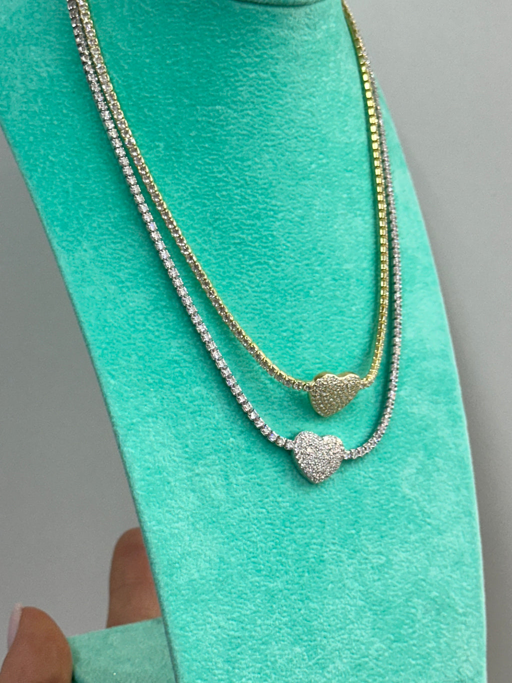 GIROCOLLO TENNIS CON CUORE ARGENTO 925