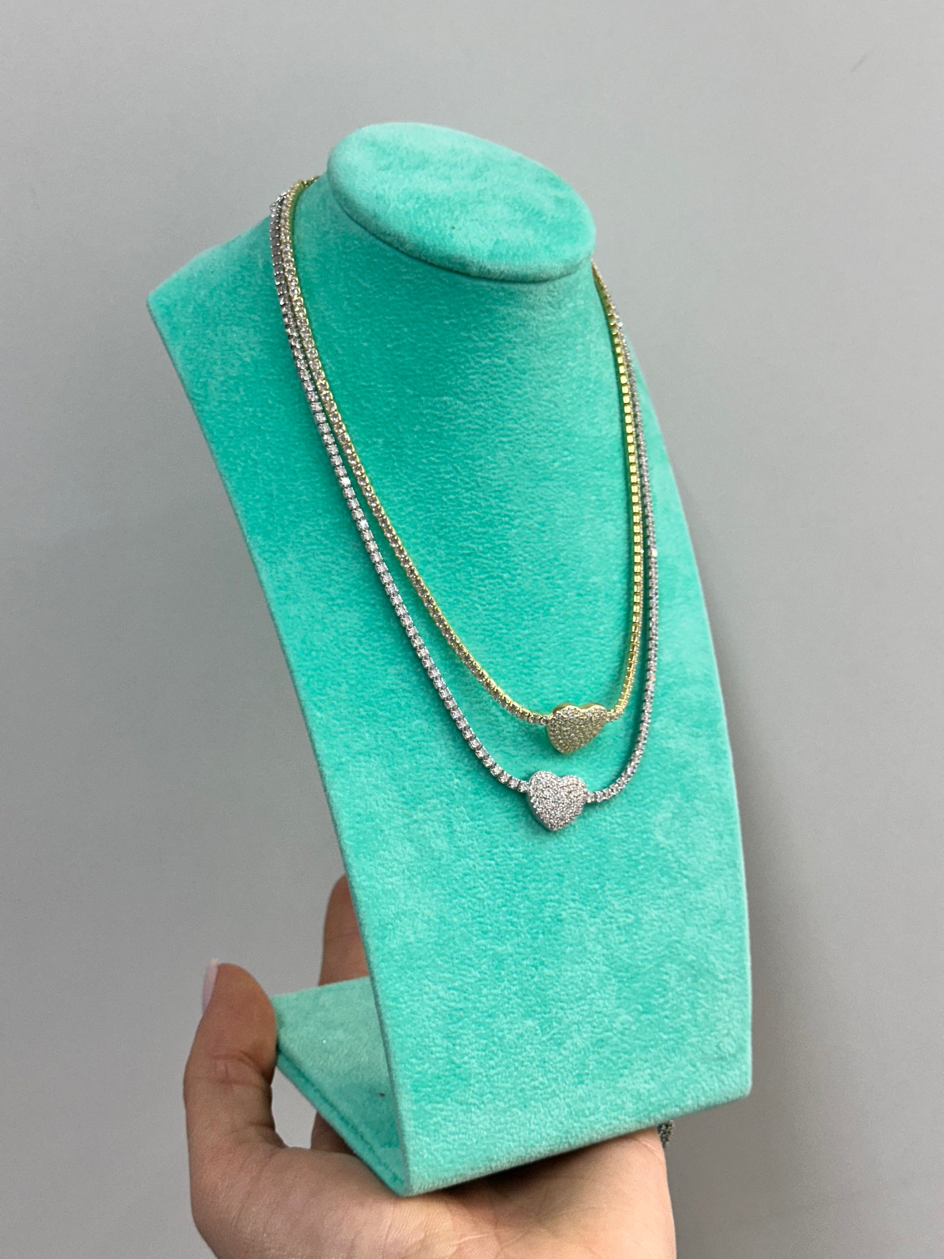 GIROCOLLO TENNIS CON CUORE ARGENTO 925