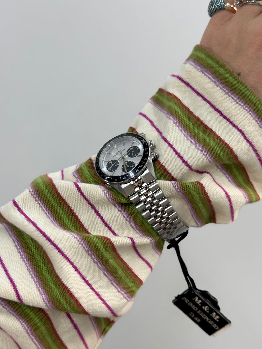 OROLOGIO PRIMO EMPORIO QUADRANTE BIANCO GHIERA NERA