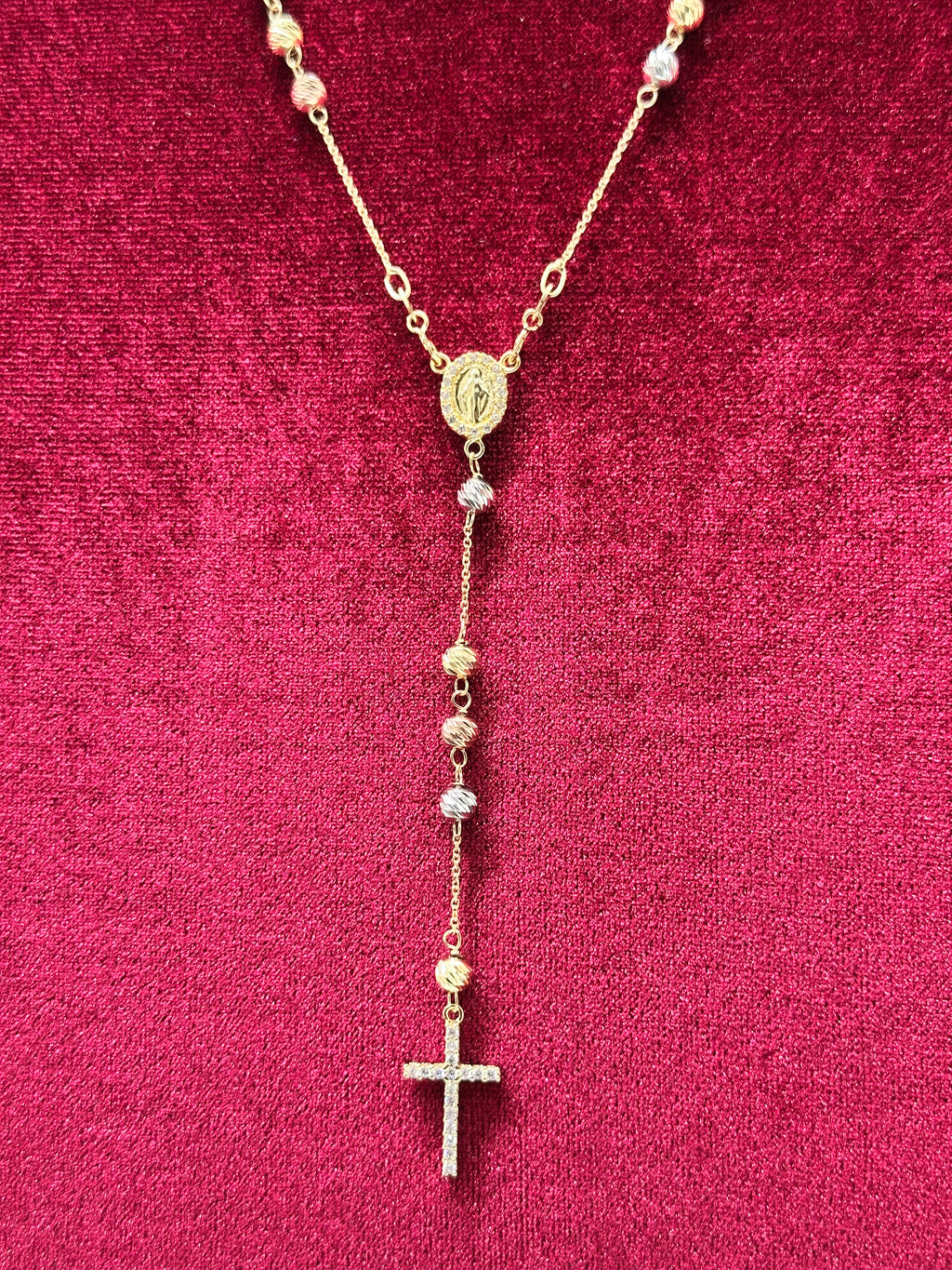 COLLANA ROSARIO ORO 18KT 3 COLORI