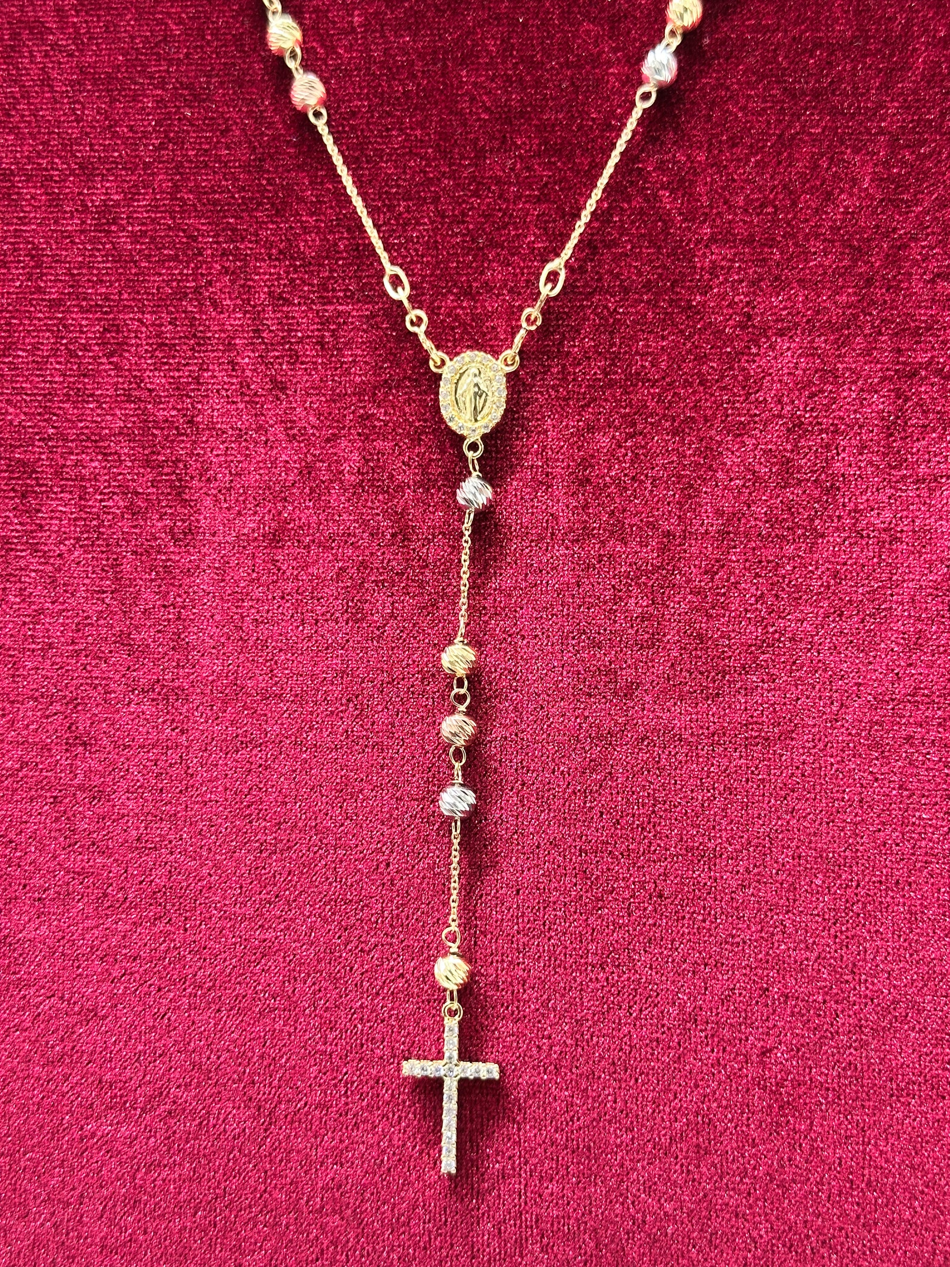 COLLANA ROSARIO ORO 18KT 3 COLORI