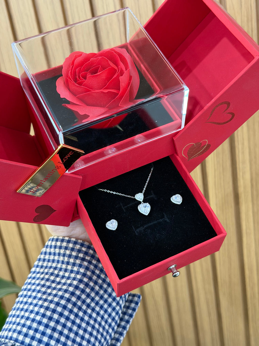 BOX LOVE CON COMPLETO DOPPIO CUORE ARGENTO 925