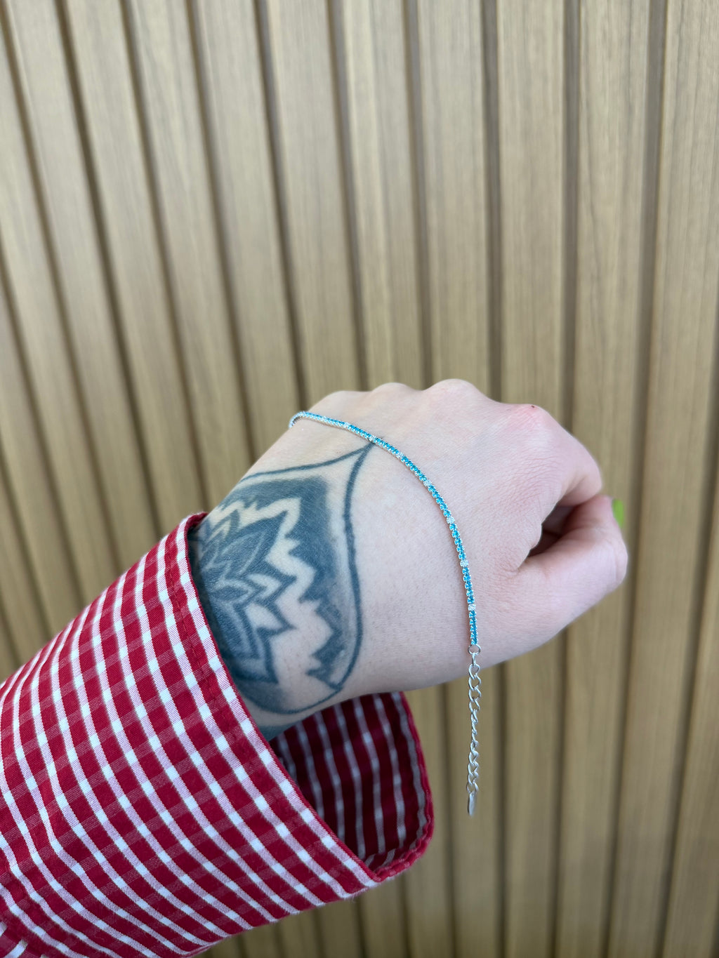 BRACCIALE MINI TENNIS CELESTE E BIANCO IN ARGENTO 925