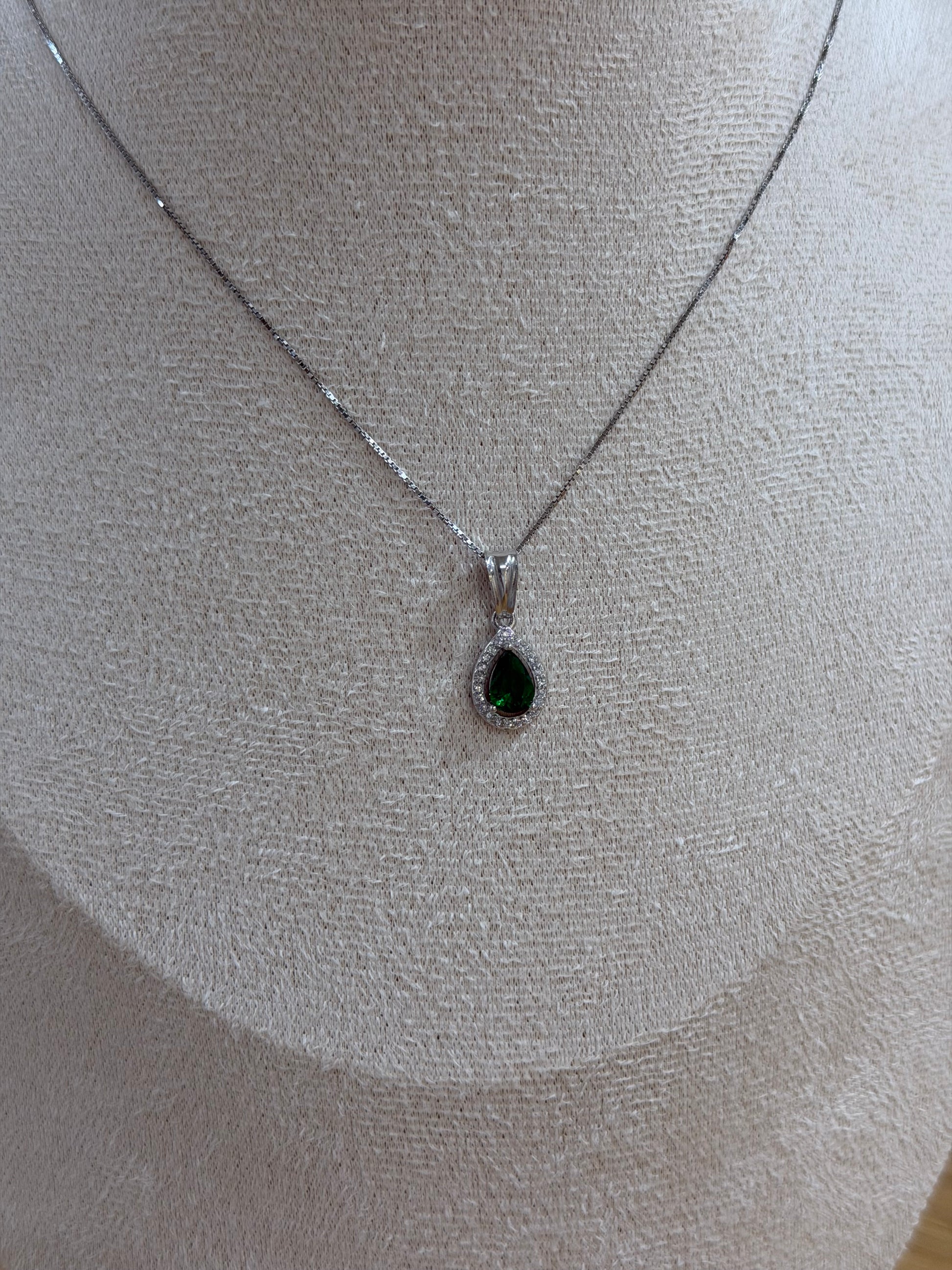 COLLANA DIANA ARGENTO 925 ZIRCONI VERDI