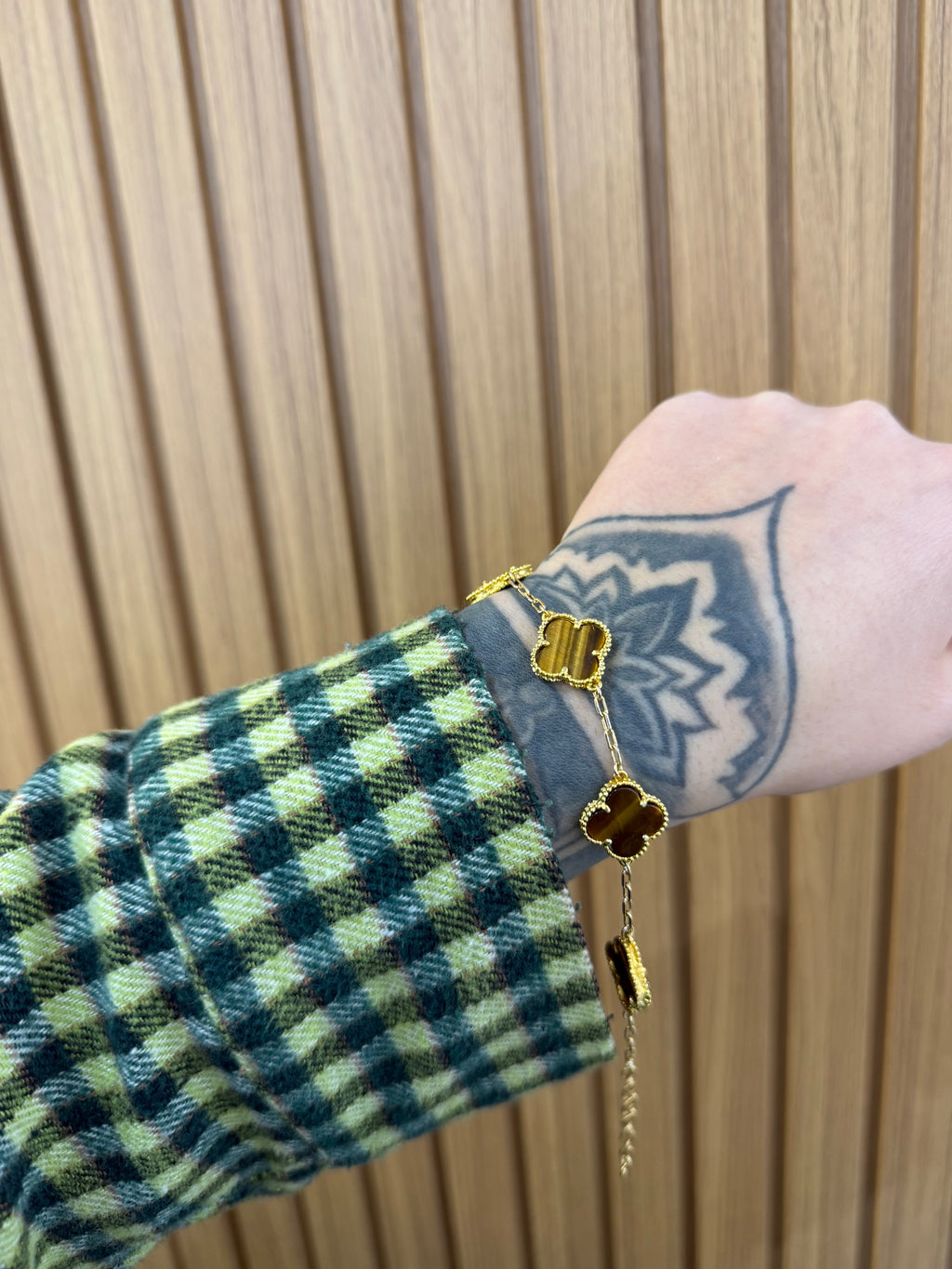 BRACCIALE QUADRIFOGLIO OCCHIO TIGER ARGENTO 925