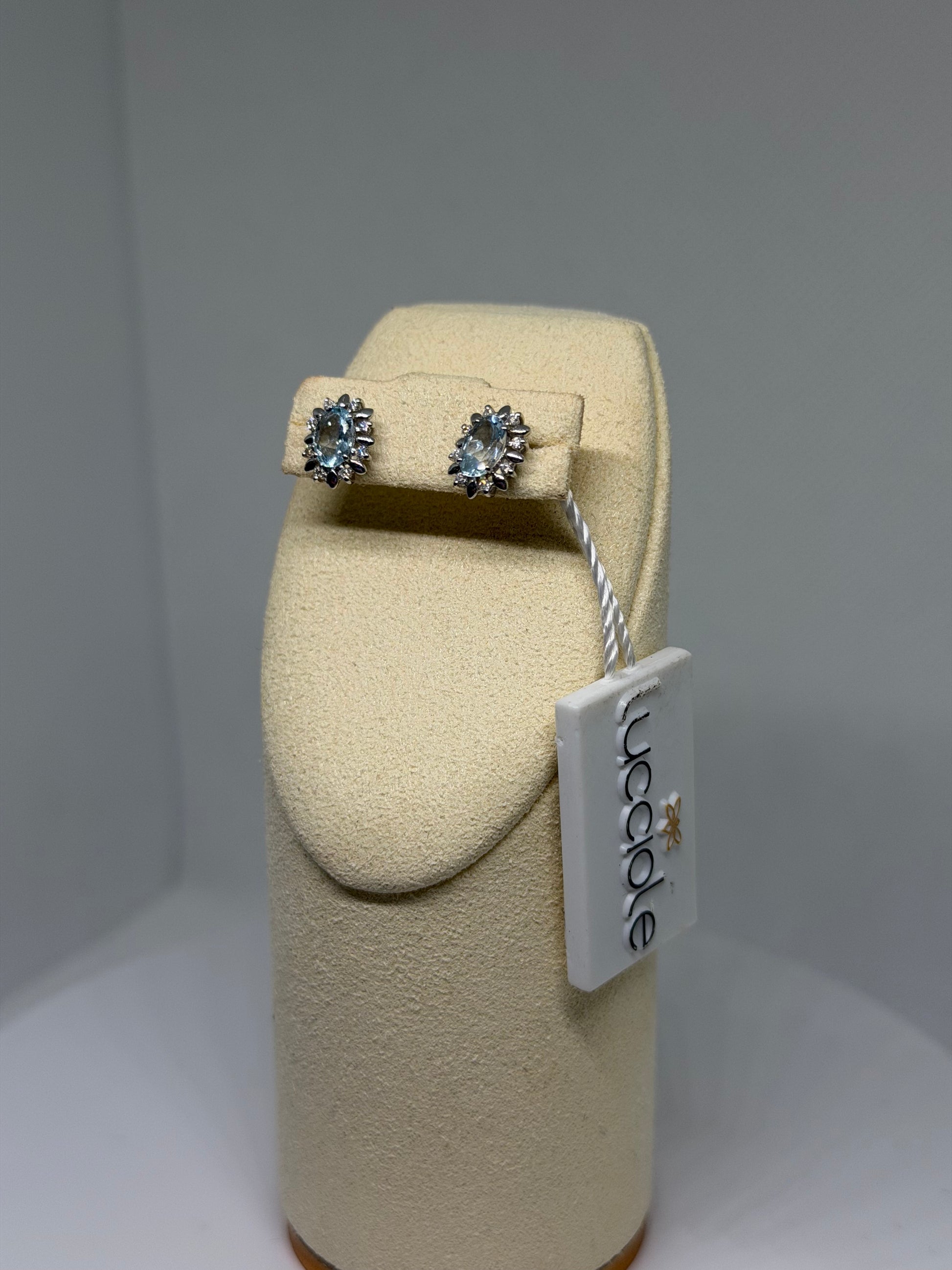 ORECCHINI ORO DIAMANTI E ACQUAMARINA