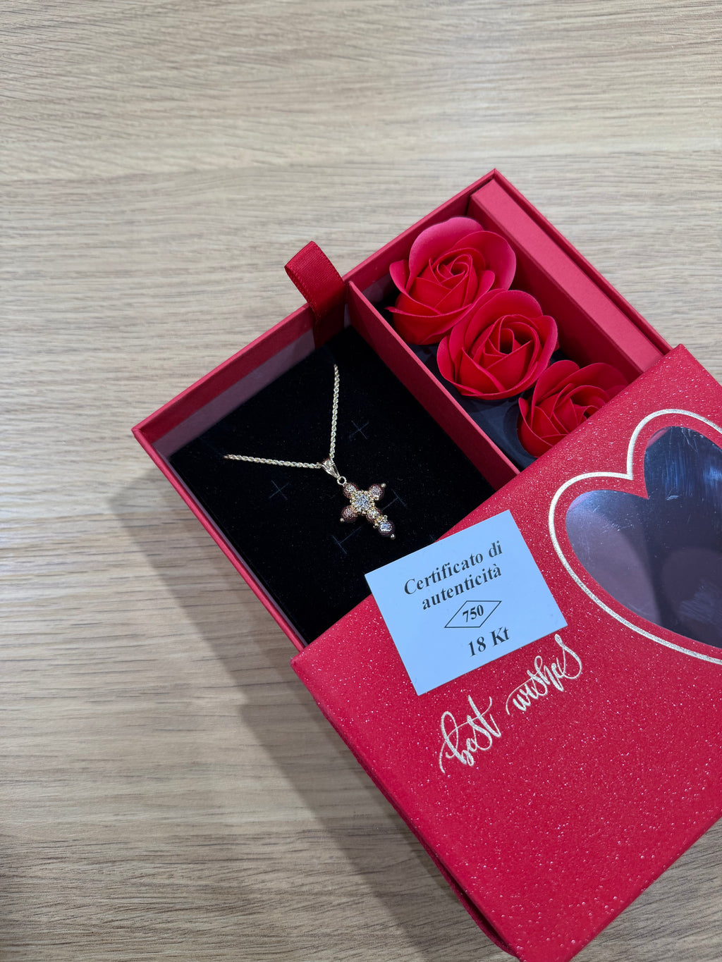BOX SECRET CON COLLANA CROCE MILLELUCI ORO 18KT