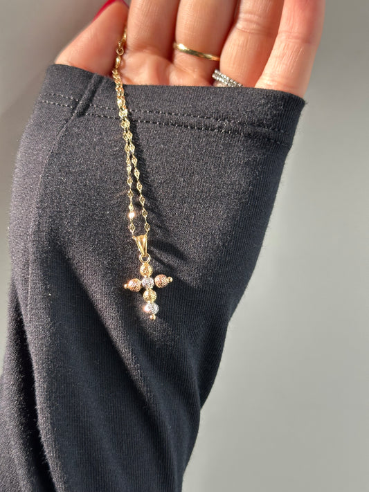 COLLANA CON CROCE MILLE LUCI ORO 18KT