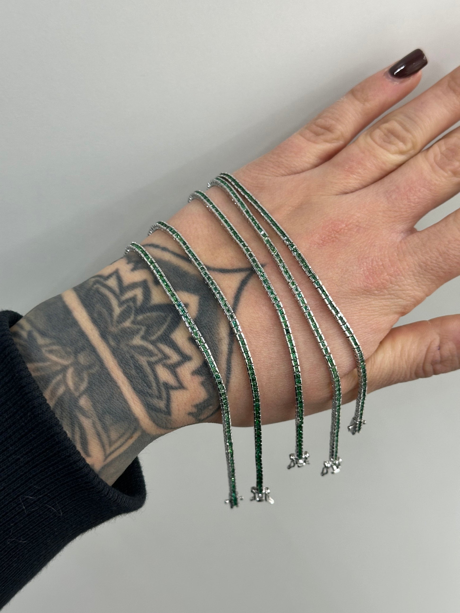 BRACCIALE TENNIS ARGENTO 925 CON ZIRCONI VERDI