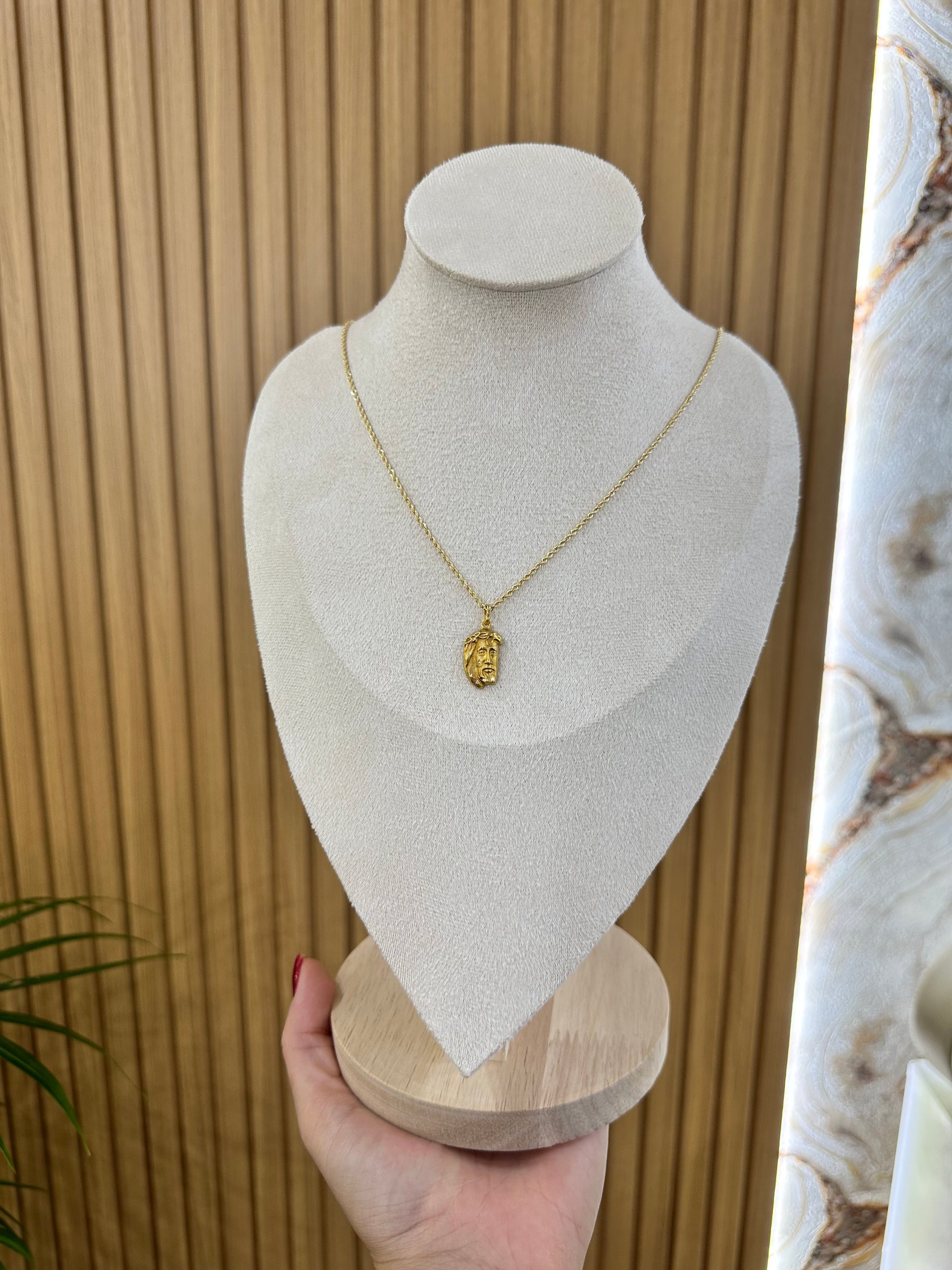 COLLANA LASER ORO 18KT CON VOLTO DI CRISTO