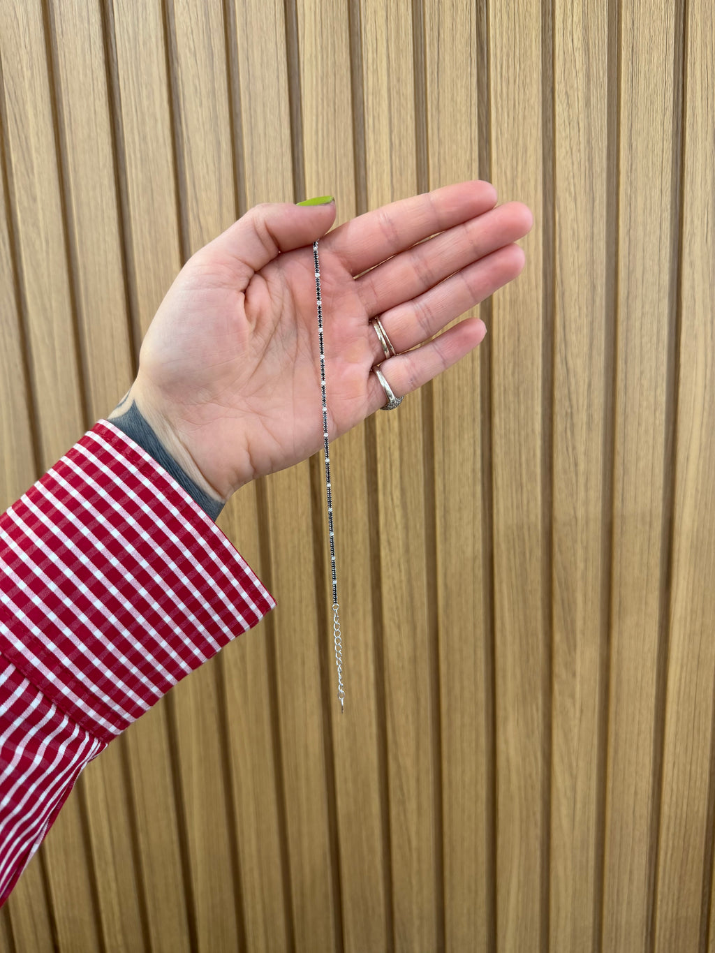 BRACCIALE MINI TENNIS NERO E BIANCO ARGENTO 925