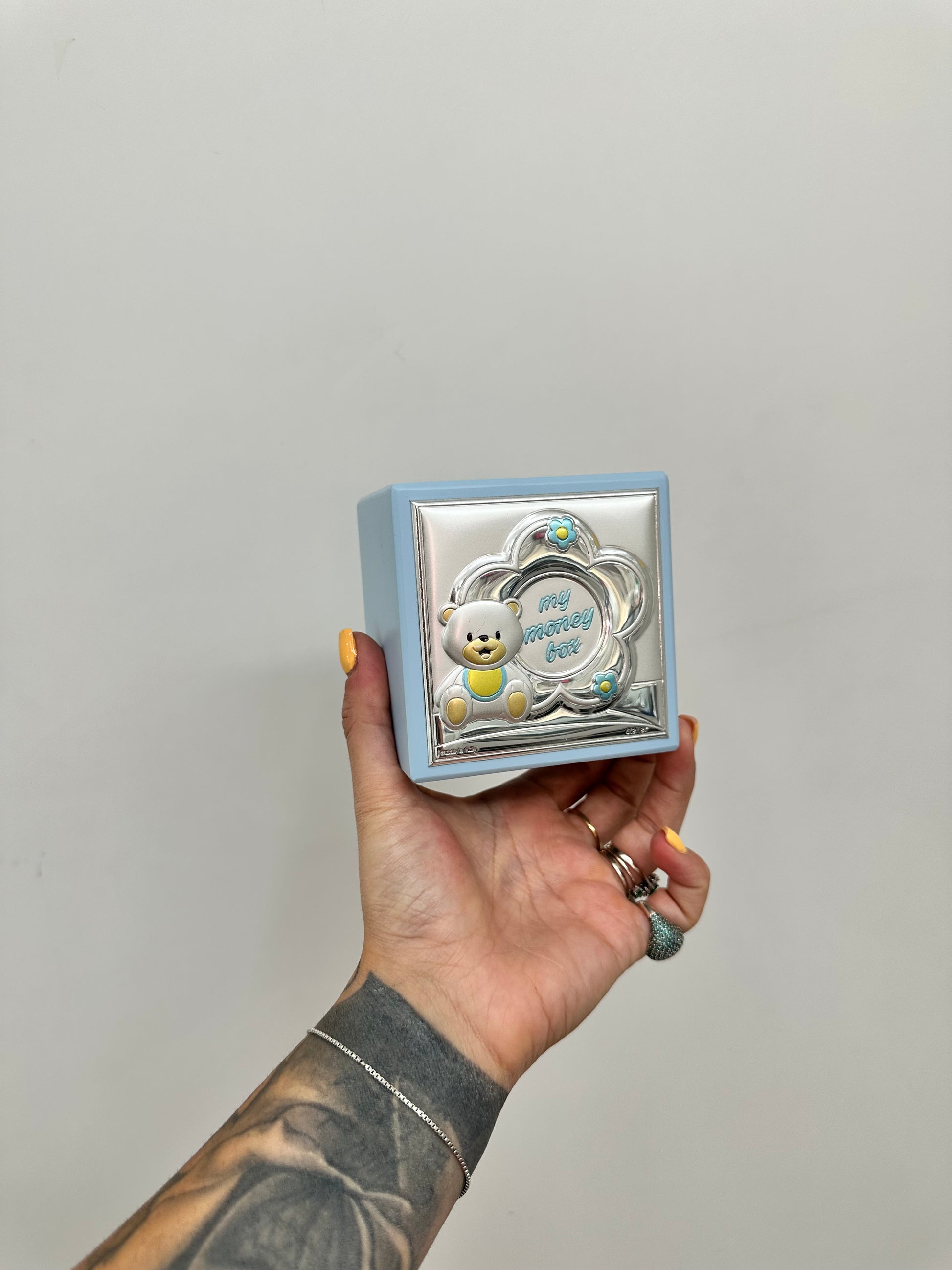 SALVADANAIO AZZURRO IN ARGENTO 925