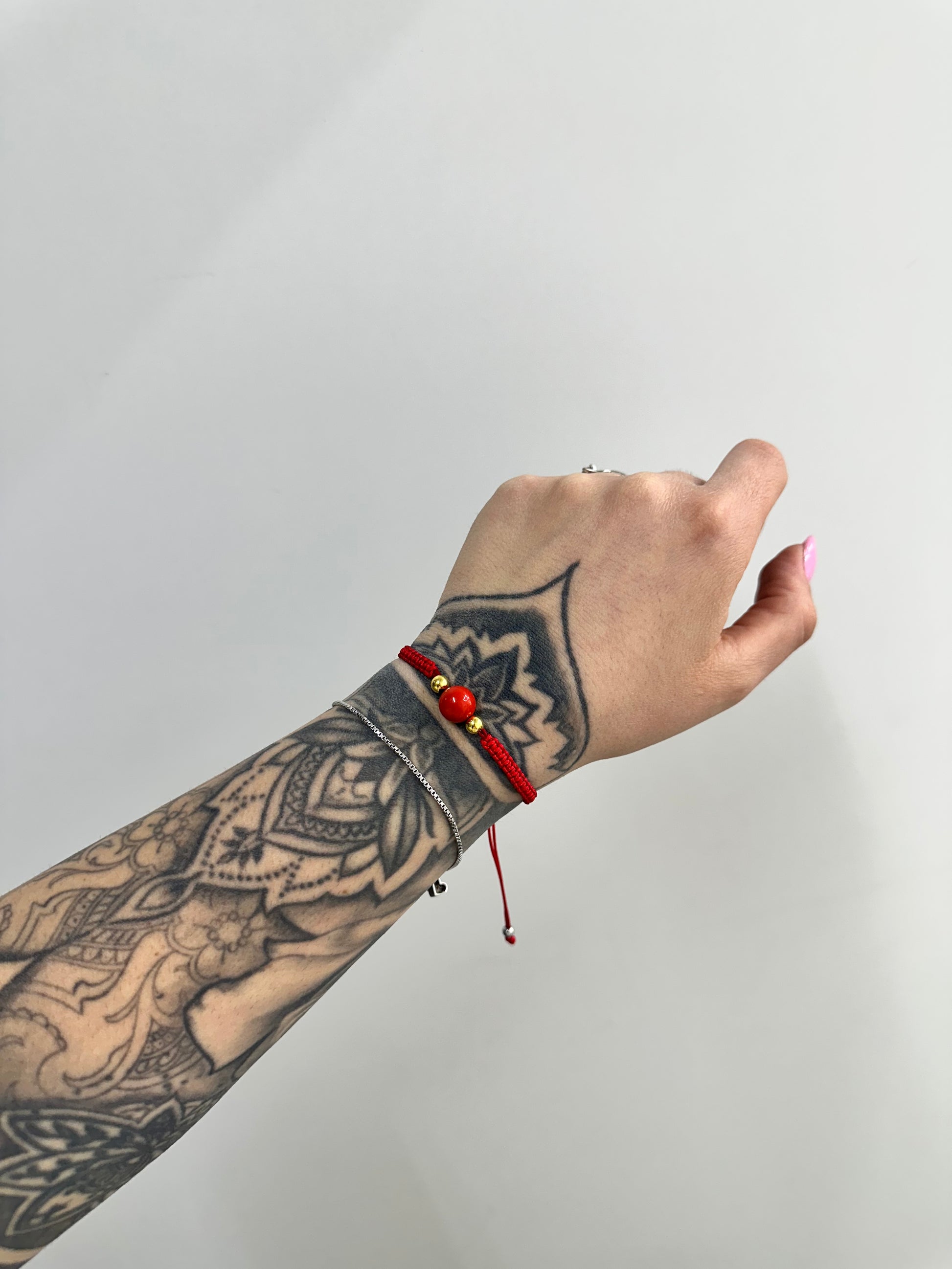 BRACCIALE FILO ROSSO ARGENTO 925