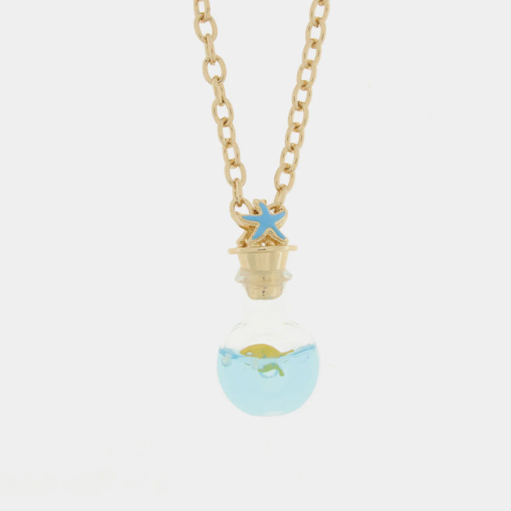 COLLANA AMO CAPRI IN METALLO CON BOTTIGLINA STELLA E PESCIOLINO