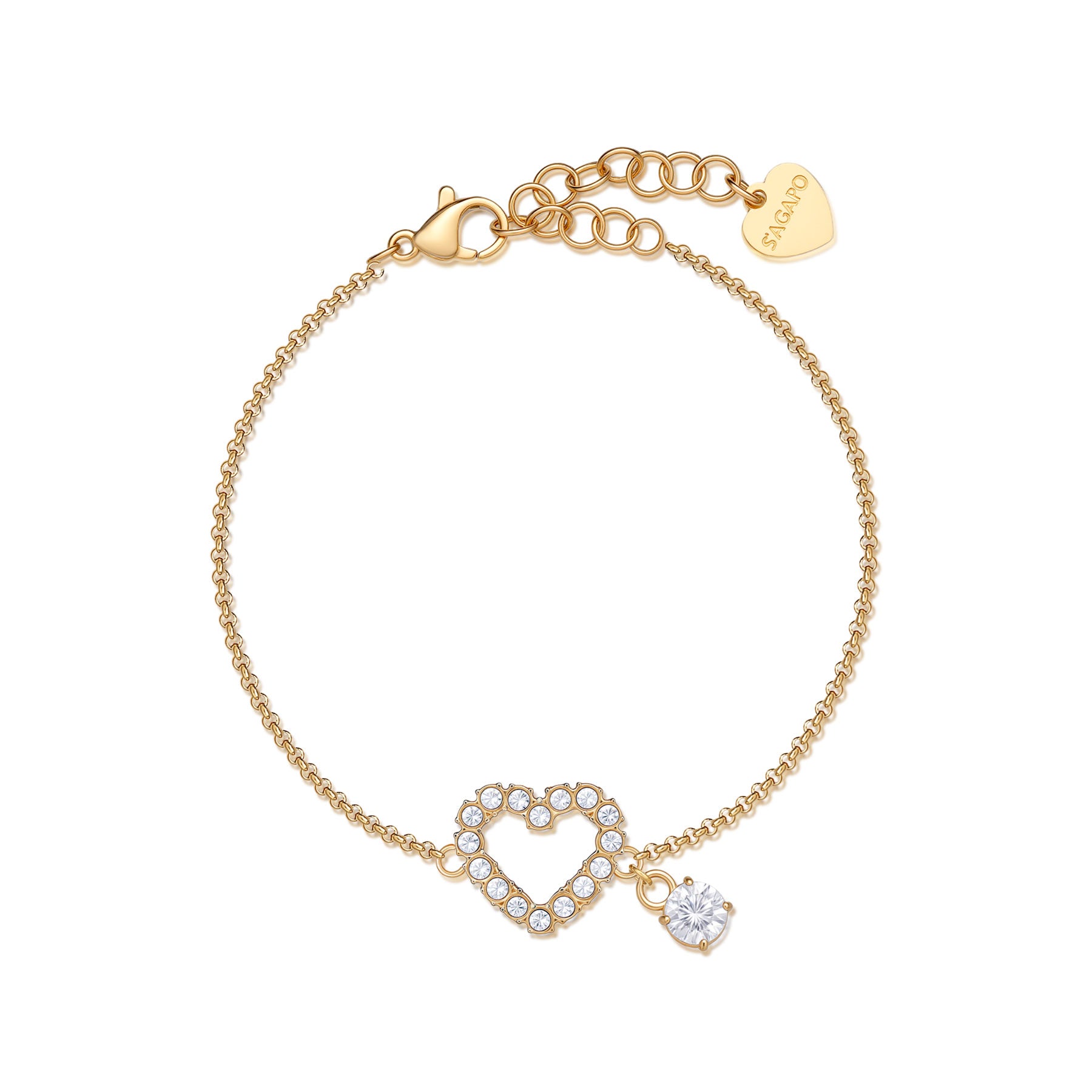 BRACCIALE CON CUORE DORATO S'AGAPO