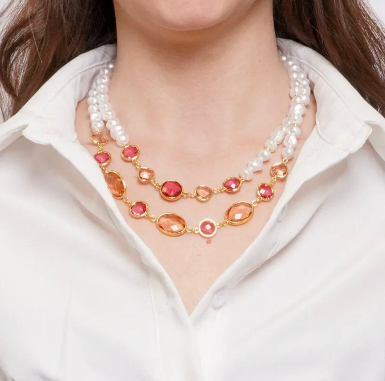 COLLANA MULTIFILO CRISTALLI ROSA AMO VENEZIA
