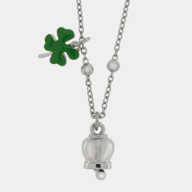 COLLANA AMO CAPRI IN ACCIAIO CAMPANELLA CON QUADRIFOGLIO