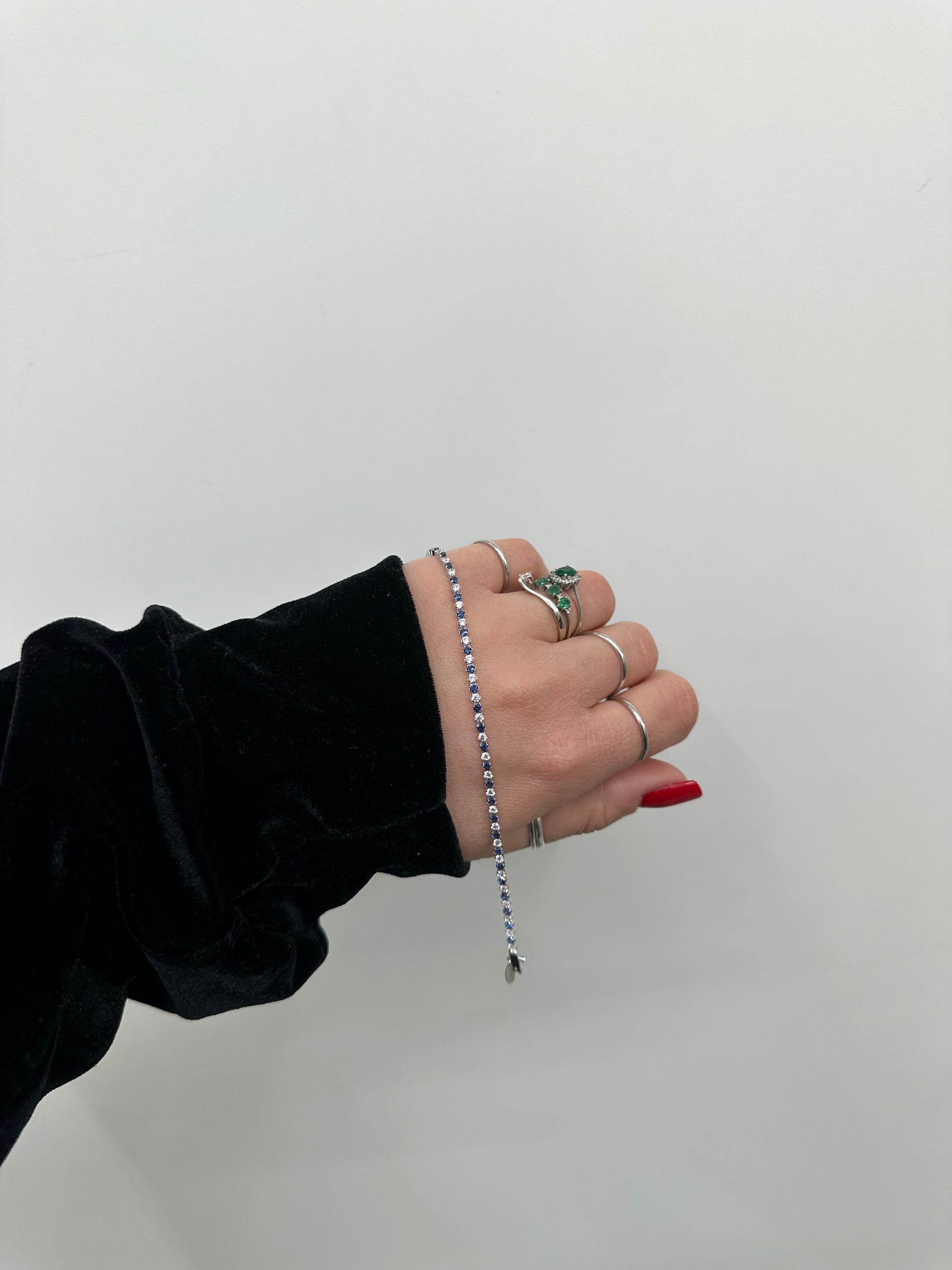 BRACCIALE TENNIS ORO 18KT CON ZIRCONI BLU E BIANCHI
