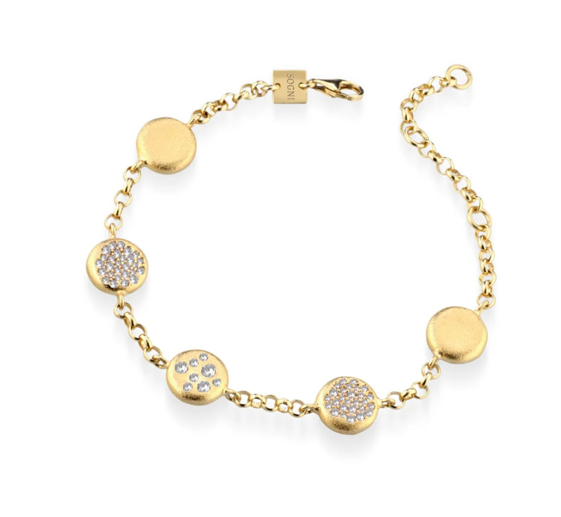 BRACCIALE ELEMENTI SATINATI ARGENTO DORATO SOGNI
