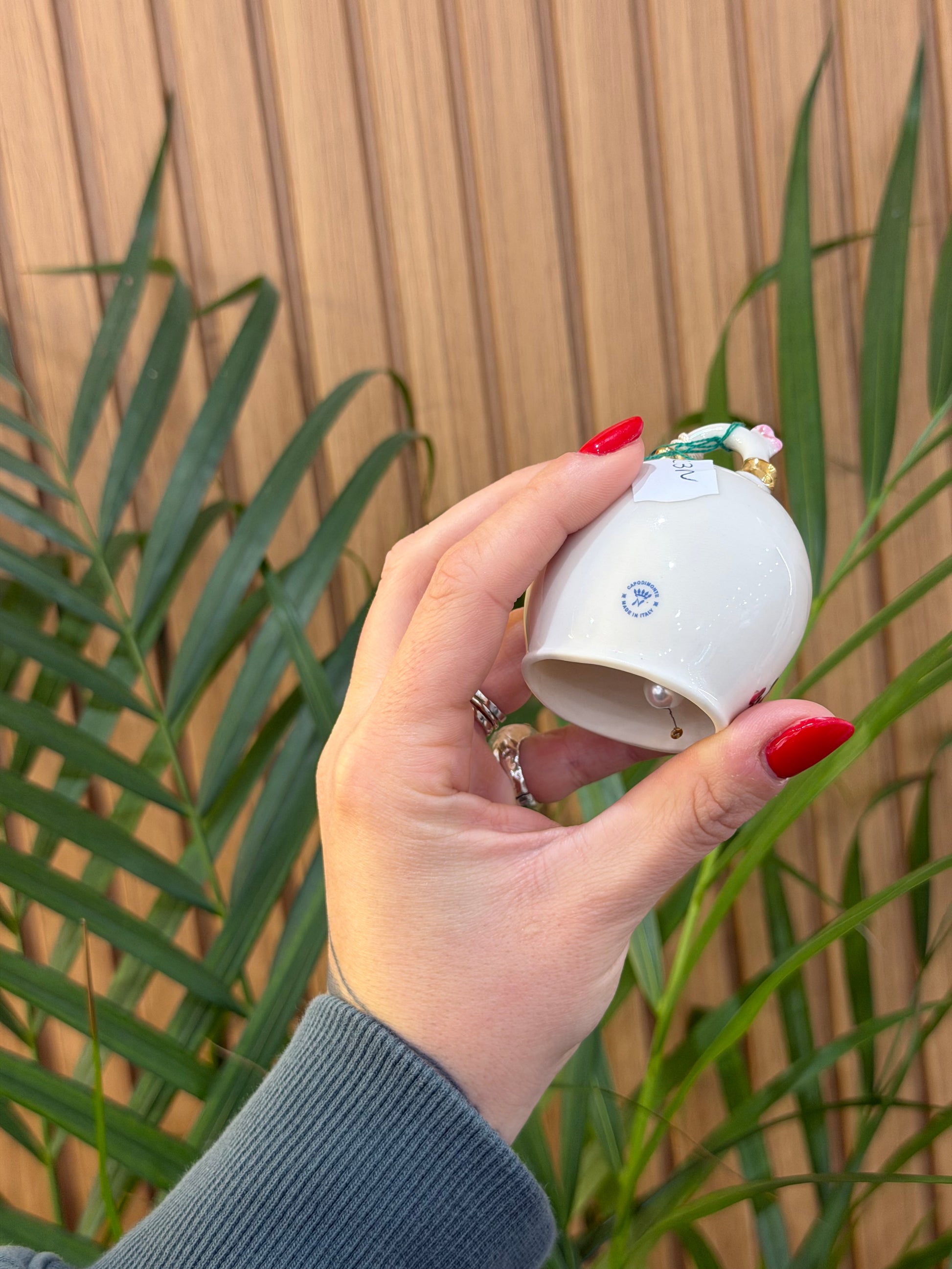 MINI CAMPANELLA BUON NATALE CERAMICA DI CAPODIMONTE