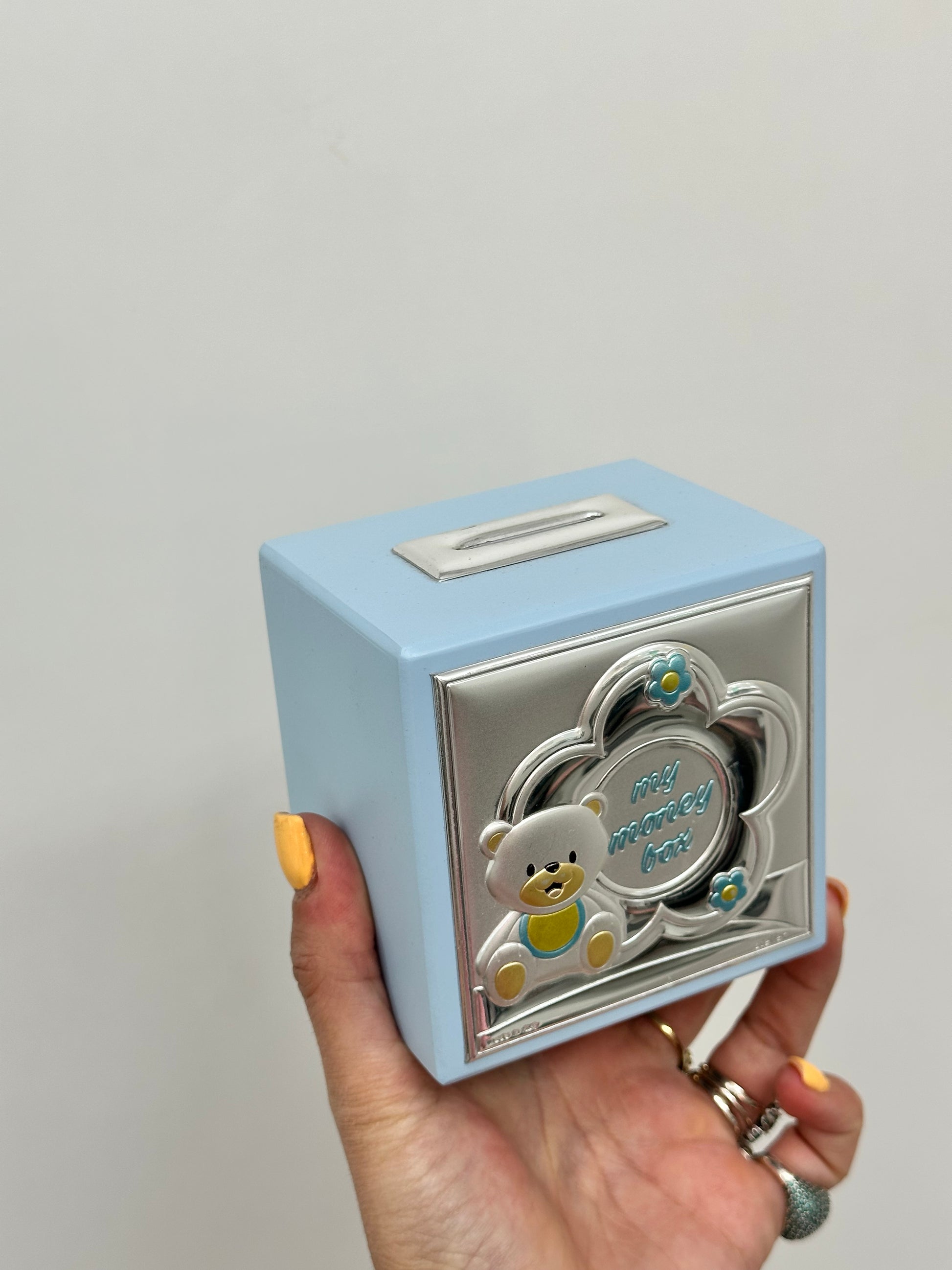 SALVADANAIO AZZURRO IN ARGENTO 925