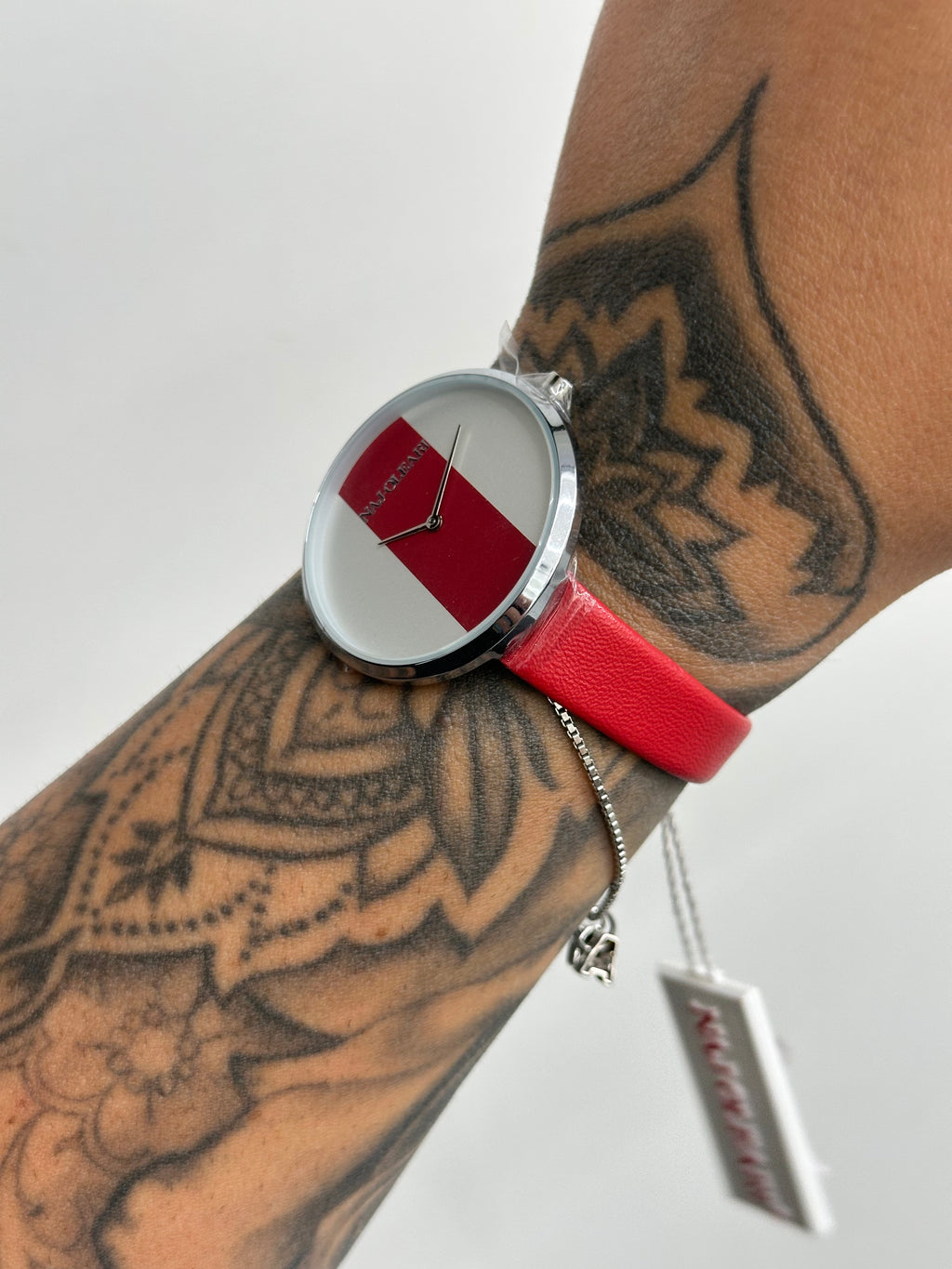 OROLOGIO NAJ-OLEARI CINTURINO IN PELLE ROSSO