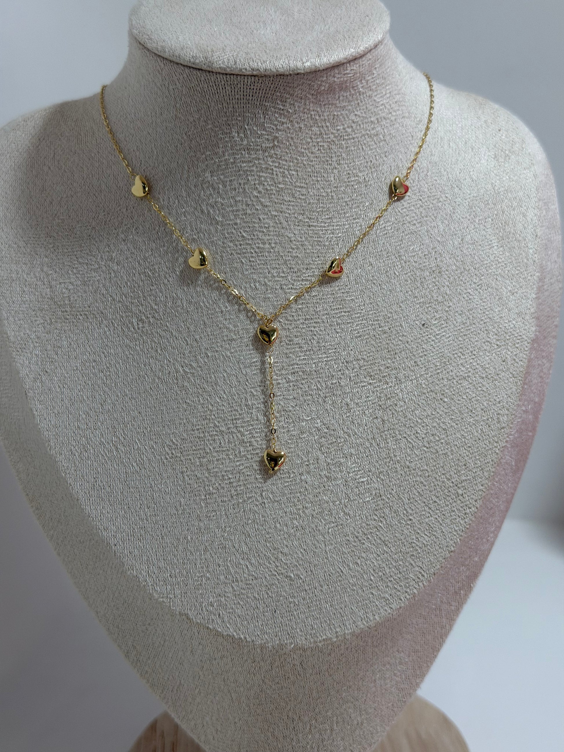 COLLANA ORO 18KT CUORI PENDENTI