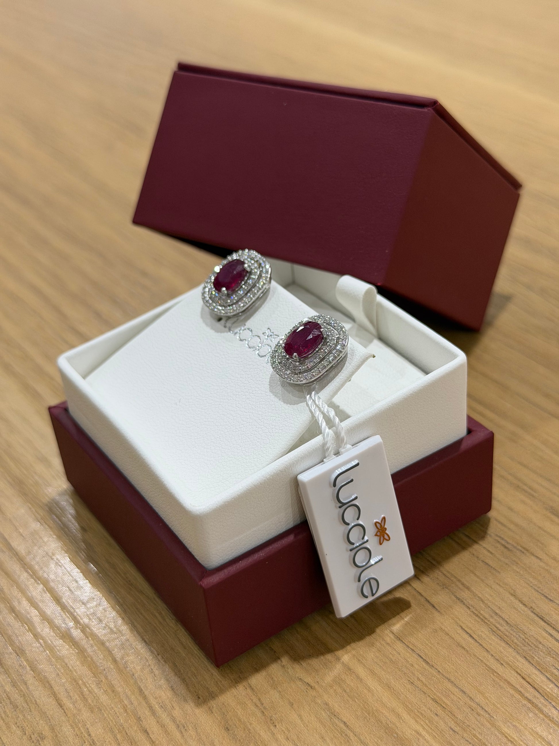 ORECCHINI ORO 18KT CON DIAMANTI E RUBINI