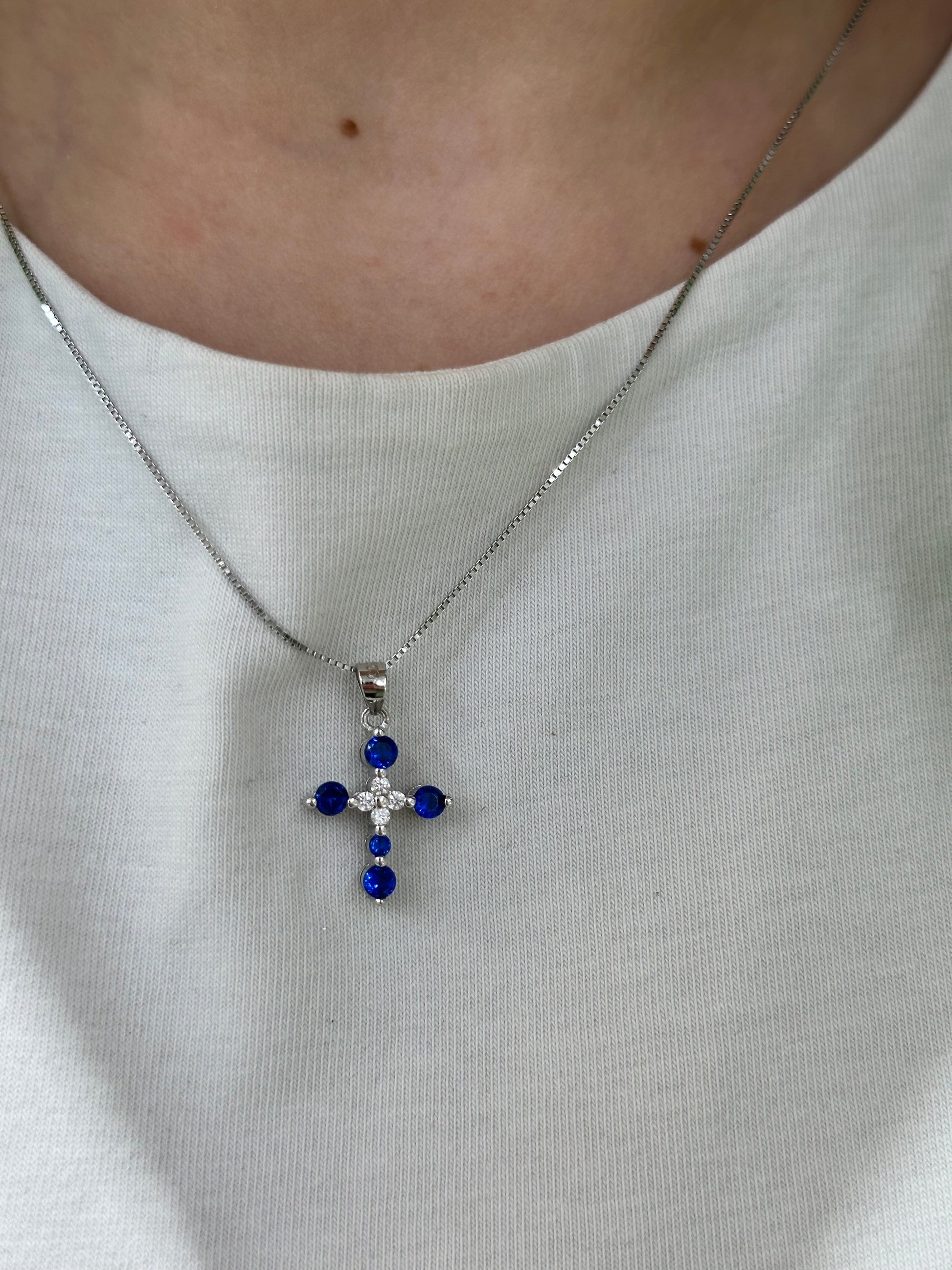 COLLANA CROCE DARK BLUE