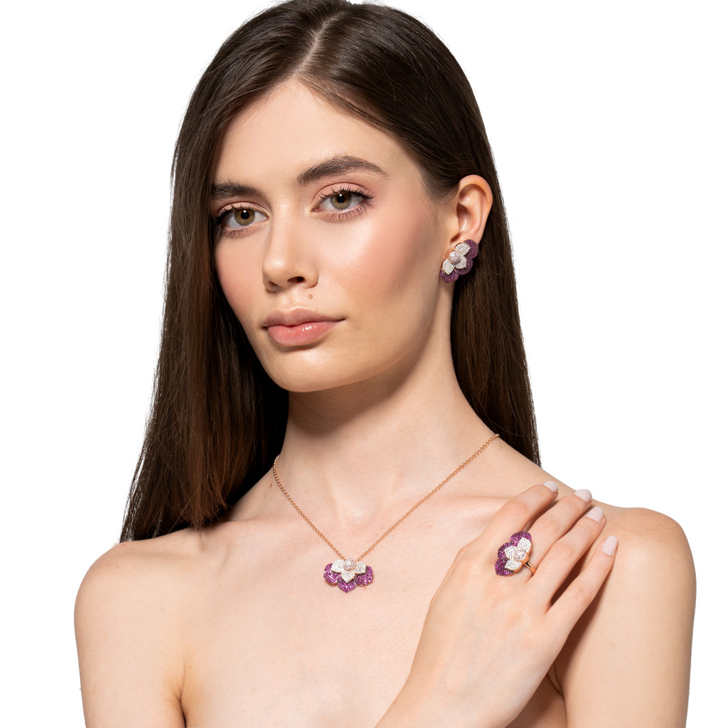 ORECCHINI ARGENTO 925 FIORE MAGENTA SOGNI