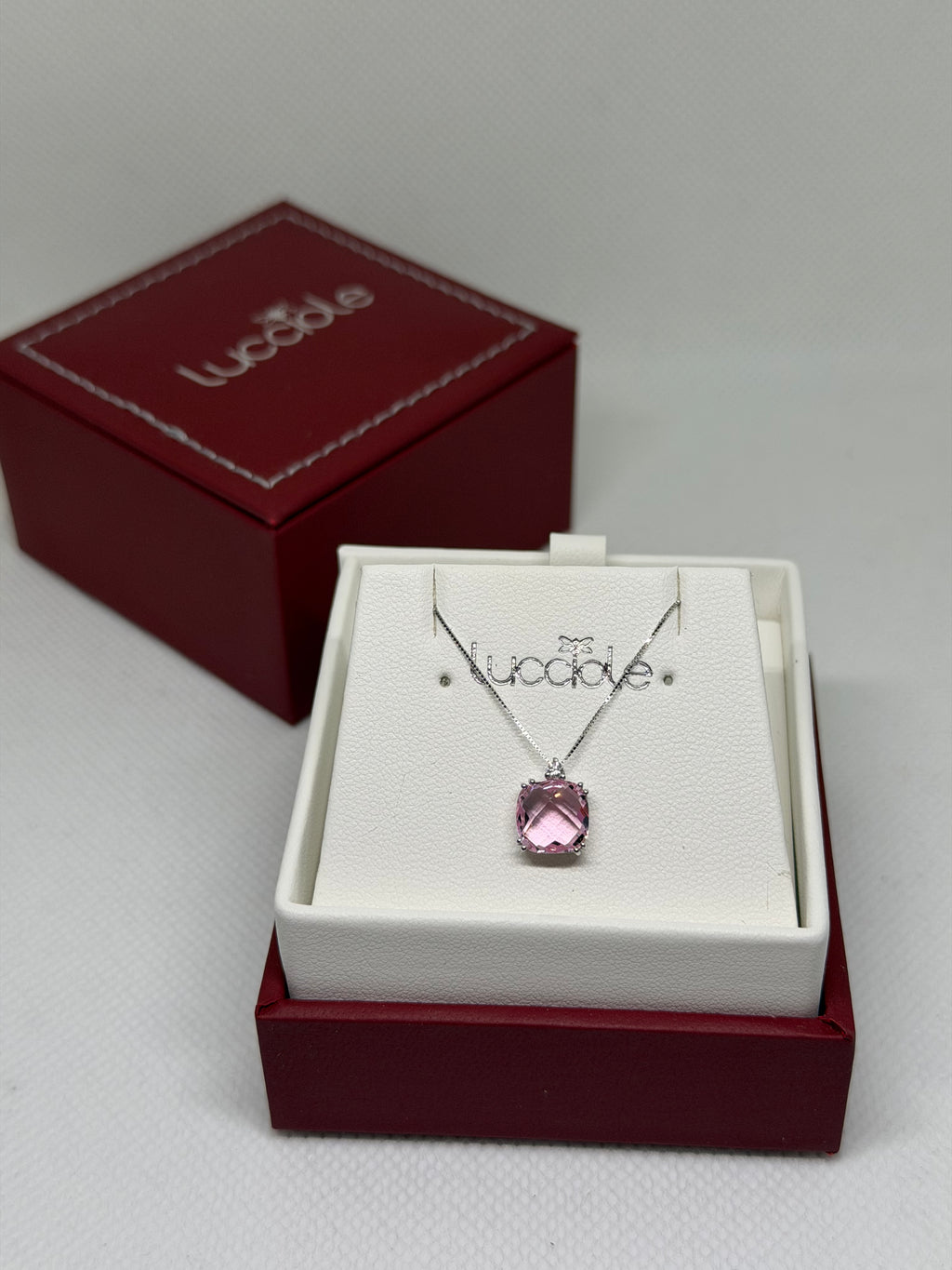 COLLANA LUCCIOLE 9 CARATI ZAFFIRO ROSA E DIAMANTINO