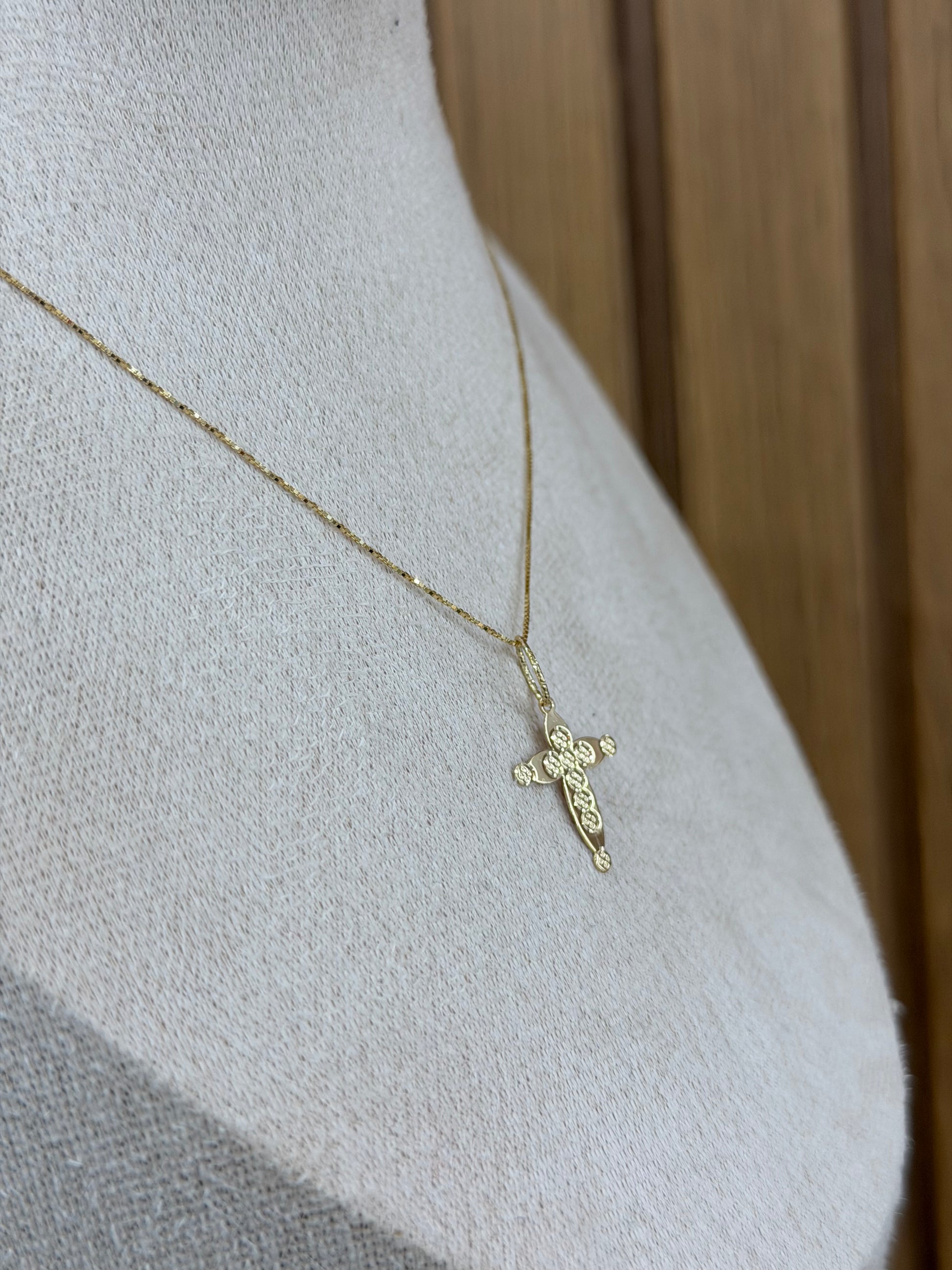 COLLANA ORO 18KT VENEZIANA CON CIONDOLO CROCE