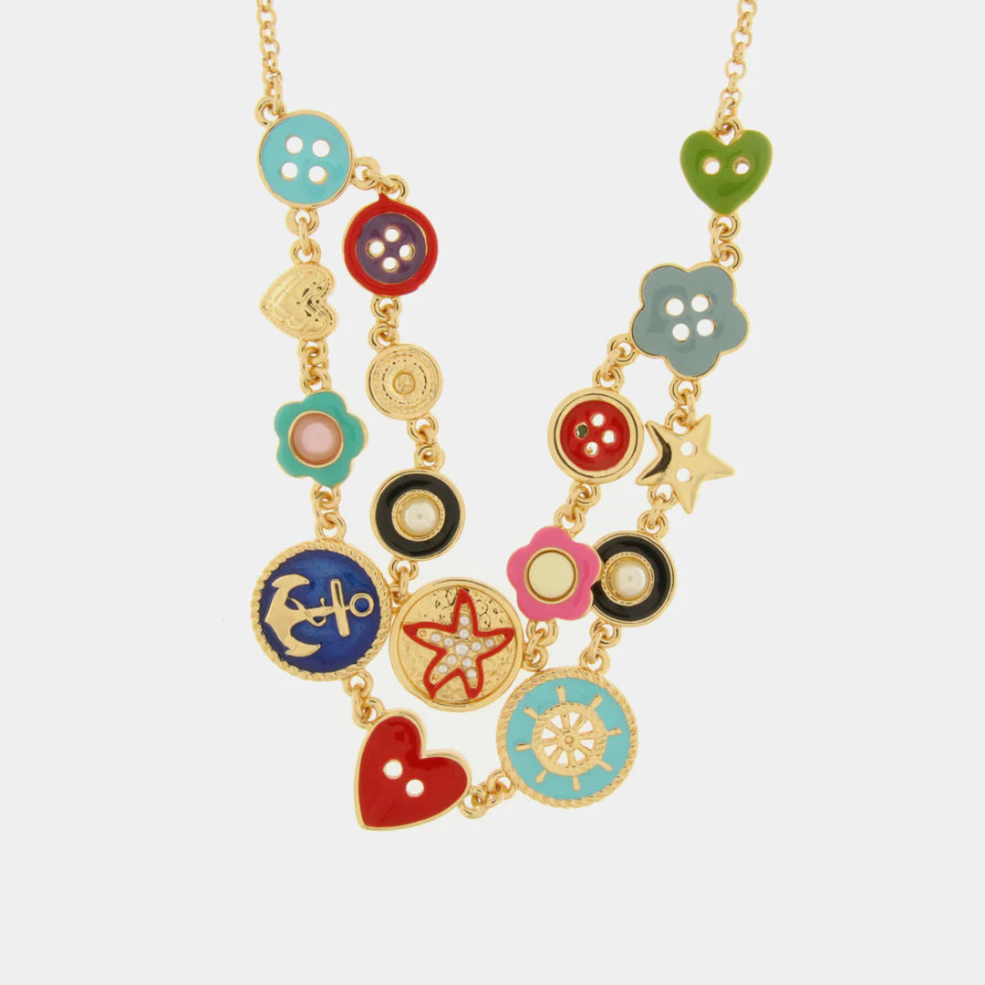 COLLANA IN METALLO CON CIONDOLI MARINI SANTORINI