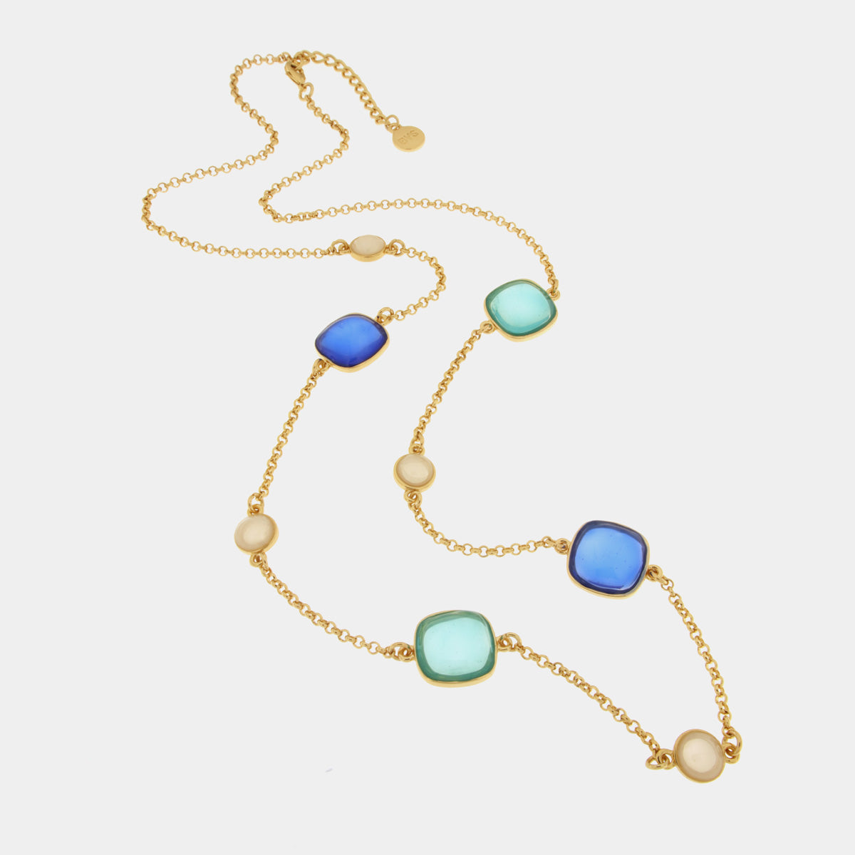 COLLANA AMO CAPRI IN METALLO CON PIETRE BLU