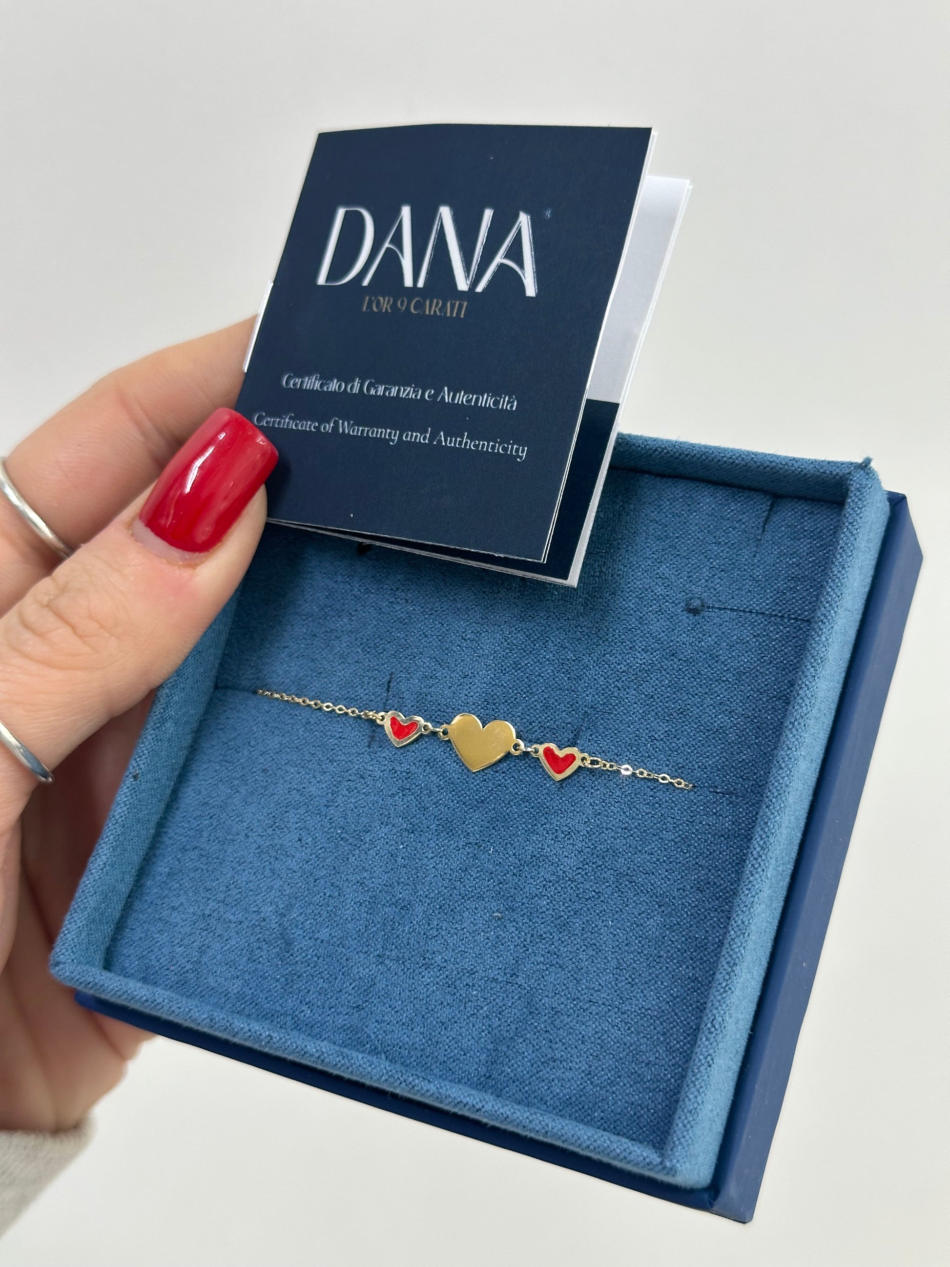 BRACCIALE BIMBA ORO 9 CARATI CON CUORICINI
