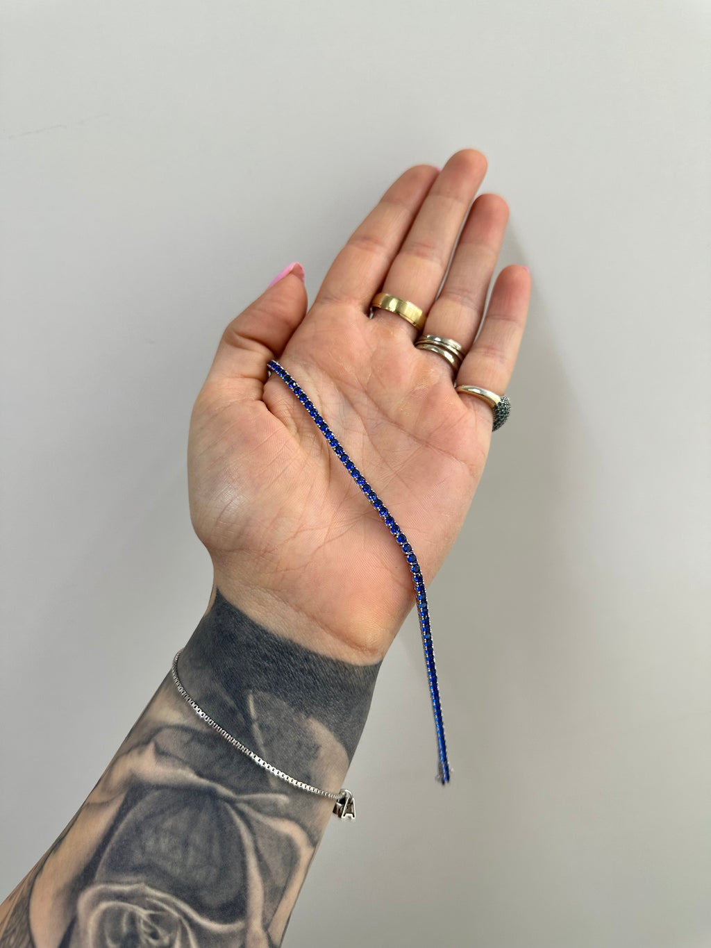 BRACCIALE TENNIS ELECTRIC BLUE ARGENTO