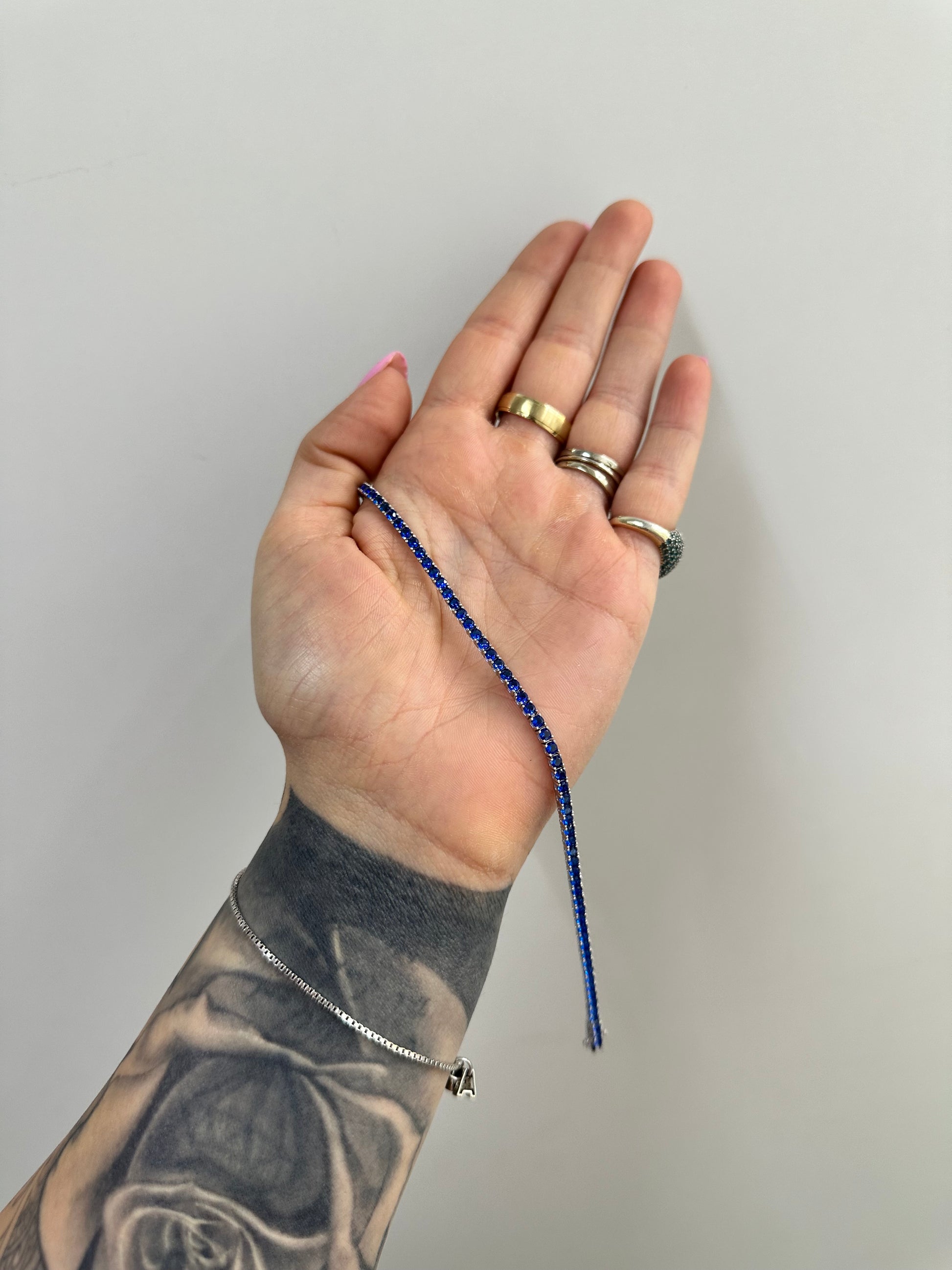 BRACCIALE TENNIS ELECTRIC BLUE ARGENTO