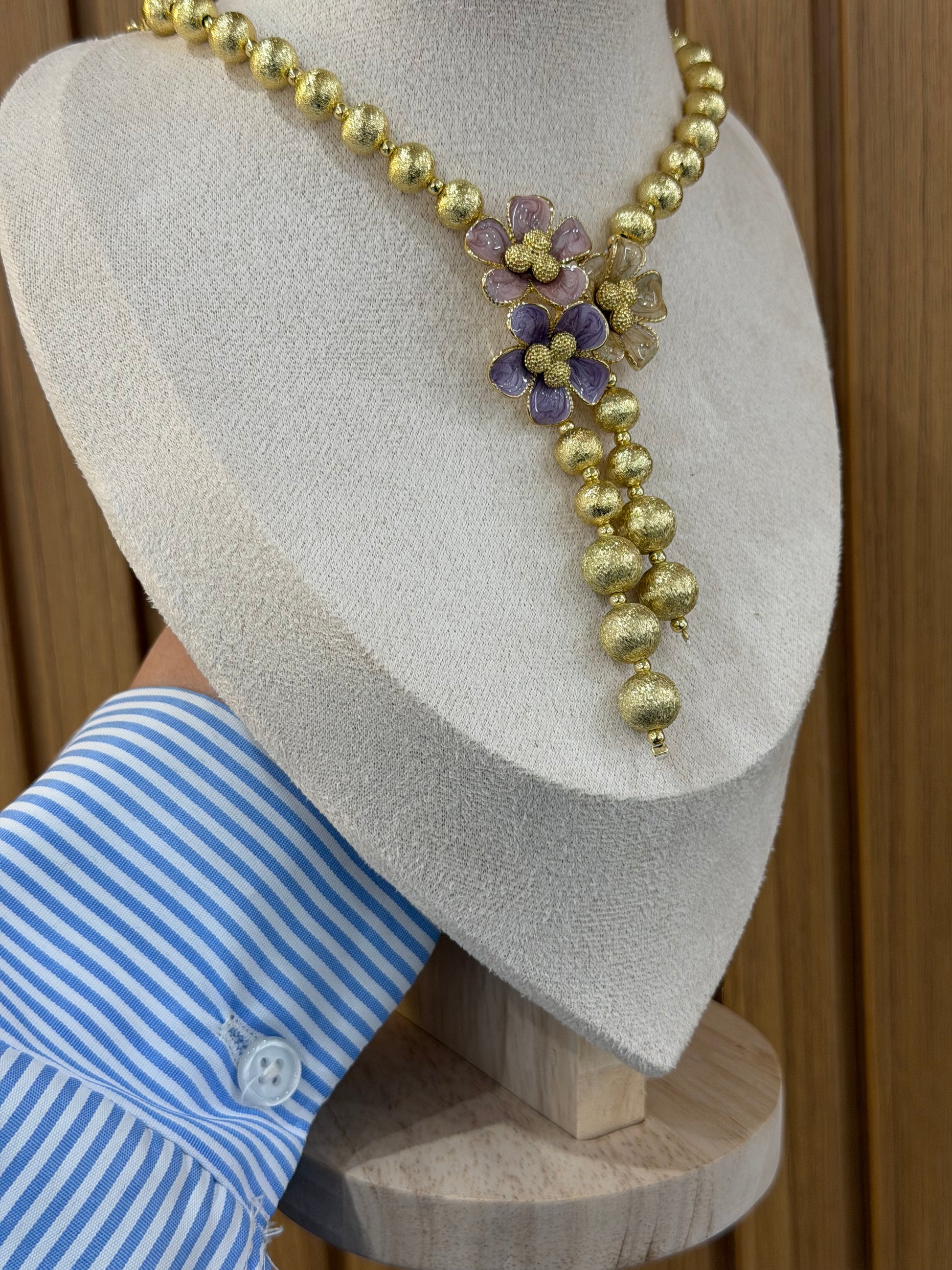 COLLANA AMO VENEZIA FIORI COLORATI CON SFERE