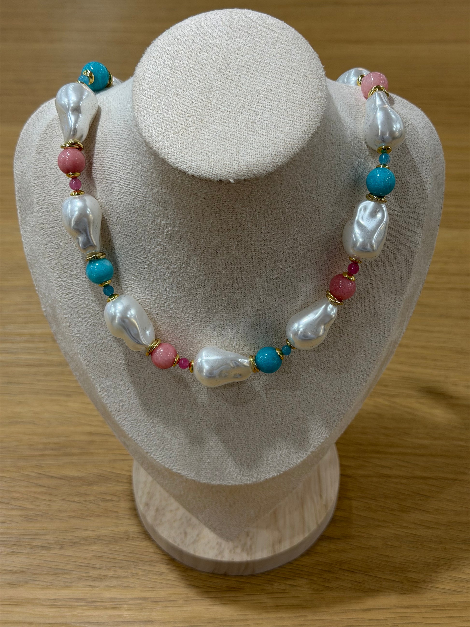 COLLANA AMO VENEZIA GIRO DI PERLE CON SFERE COLORATE