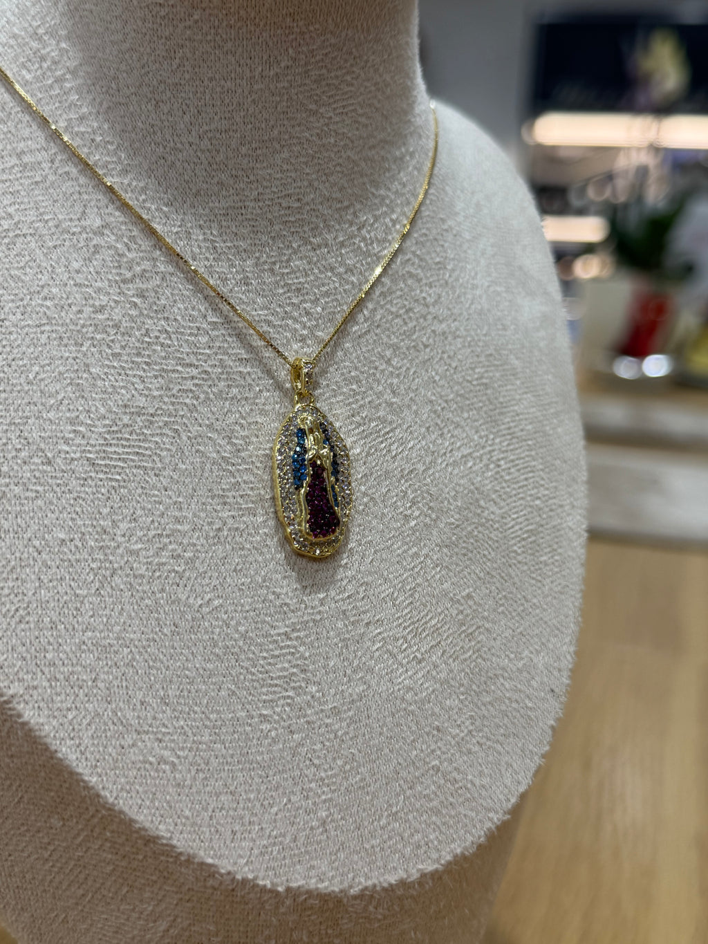 COLLANA MADONNA DI GUADALUPE ARGENTO 925 CON DORATURA